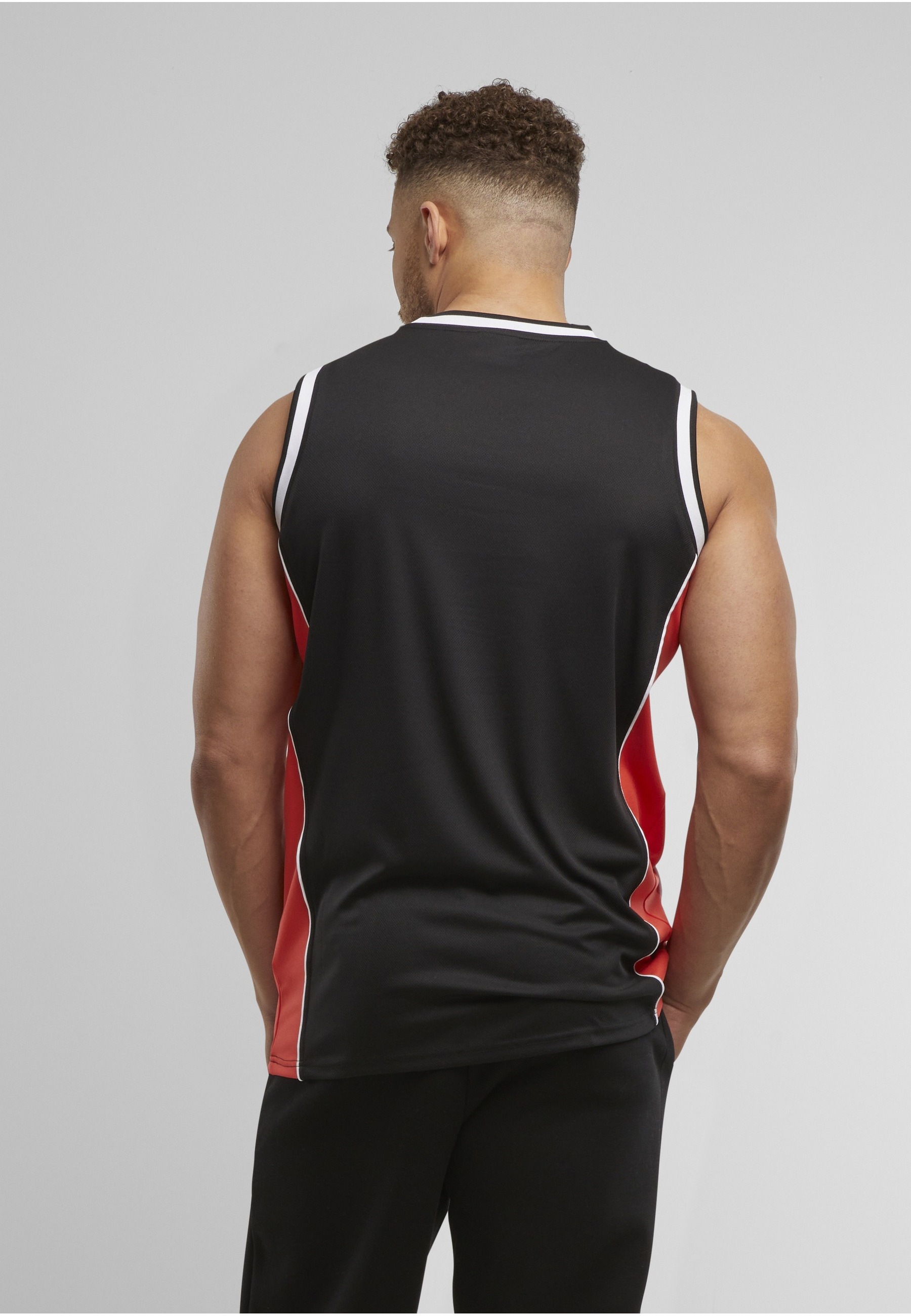 Tanktop KARL KANI "Karl Kani Signature Colorblock Basketball Jersey", Herren, Gr. L, schwarz, rot, 100% Polyester, bedruckt, normal, Tops Tanktop 3