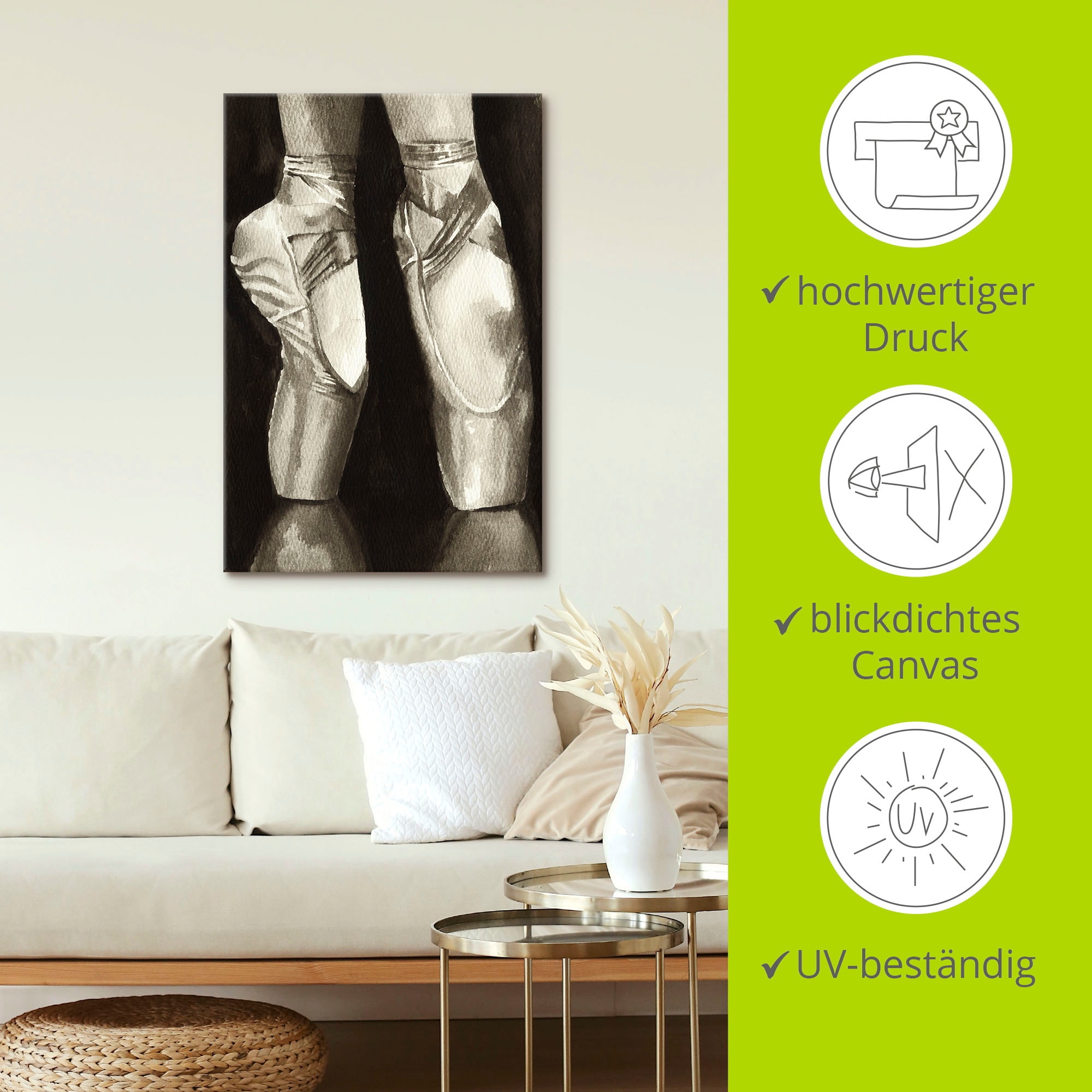Artland Wandbild »Balletschuhe II«, Sport, (1 St.), als Leinwandbild, Poster in verschied. Größen