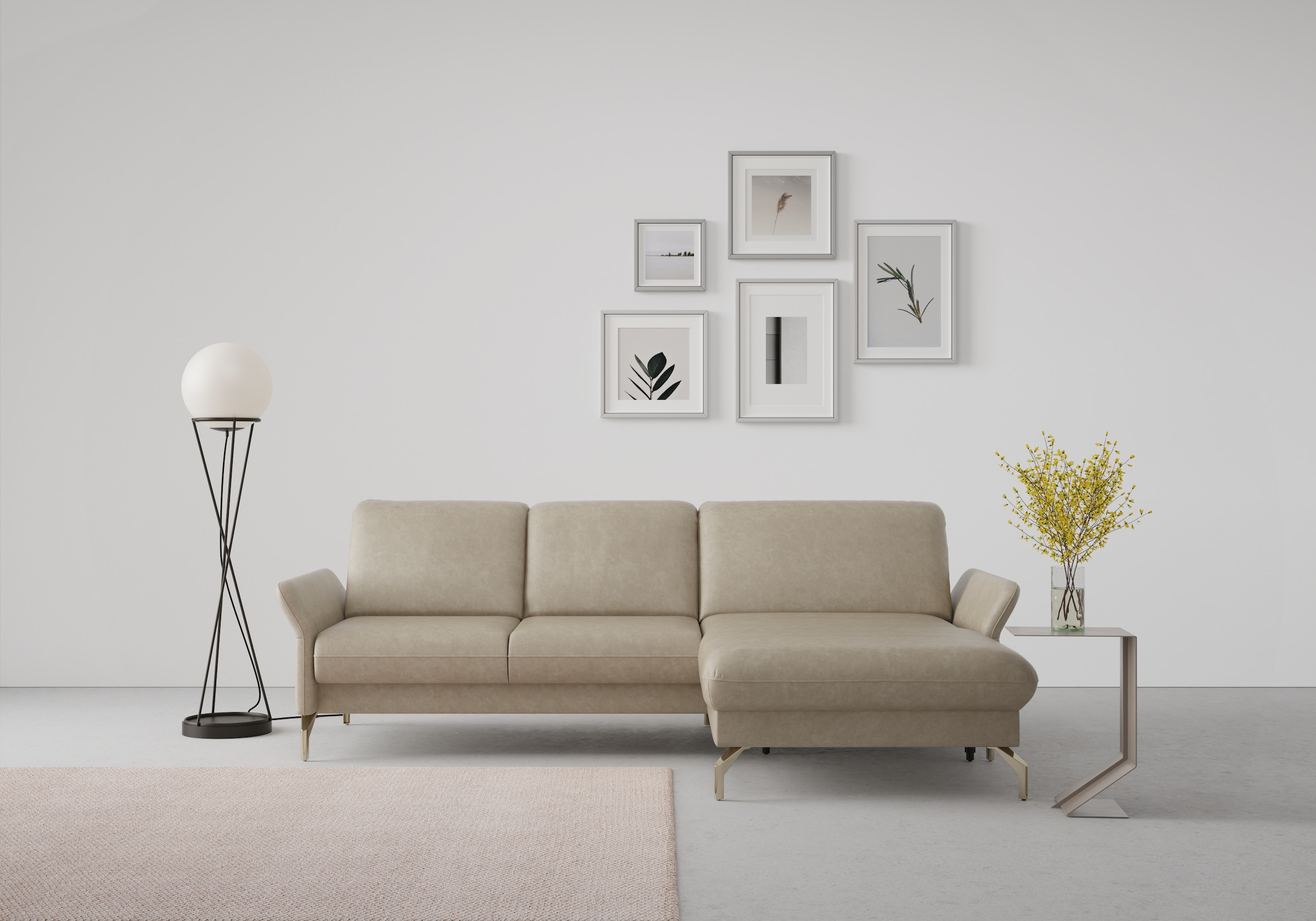 sit&more Ecksofa "Fashion L-Form" wahlweise mit Kopfteilverstellung, Vorziehsitz, motorisch, Nickelfüße