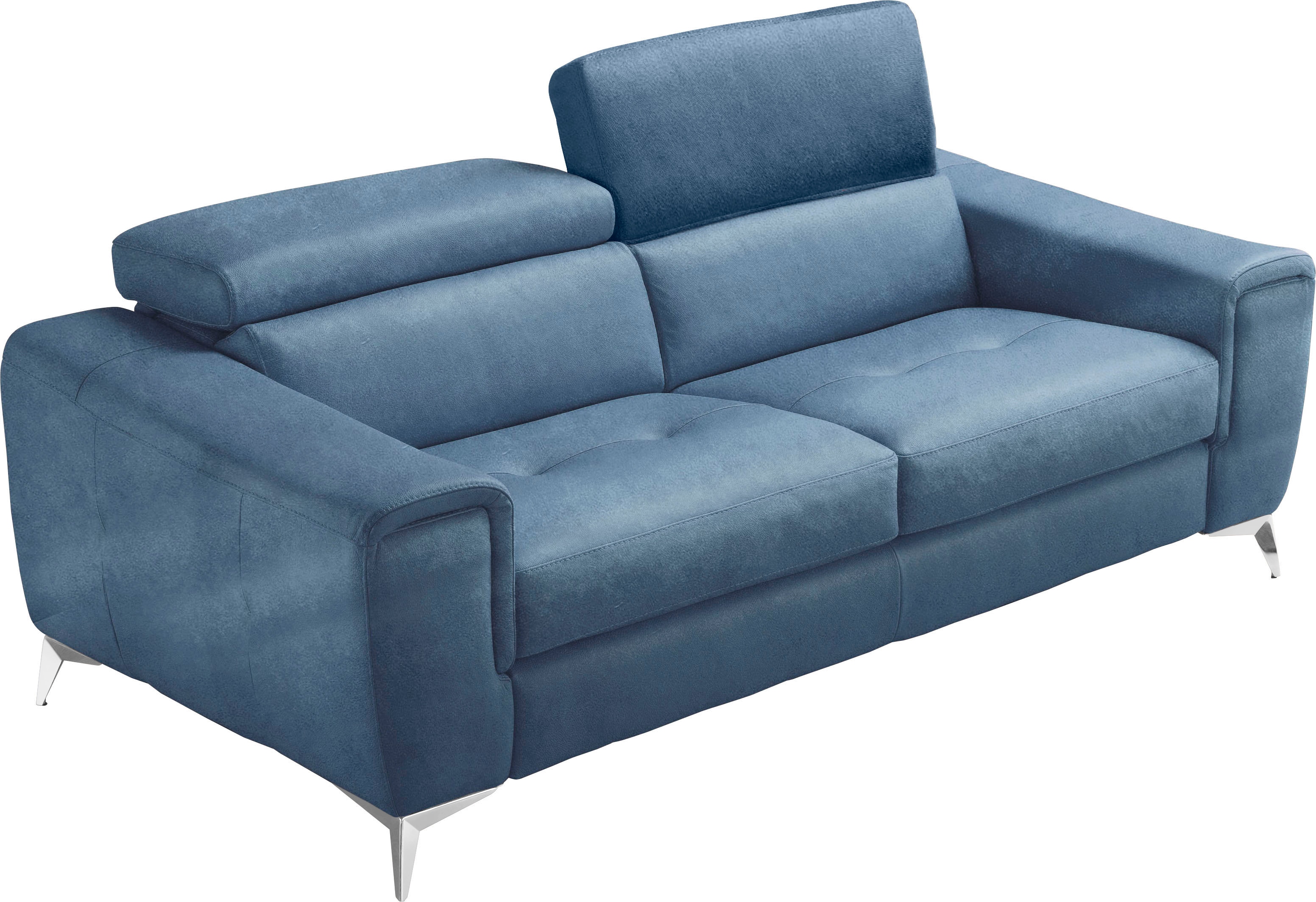 Egoitaliano 2,5-Sitzer "Francine, Designsofa, Loungesofa, Breite 213 cm, Fußfarbe chrom" Designfuß, Luxus-Microfaser Lederoptik, ozeanblau