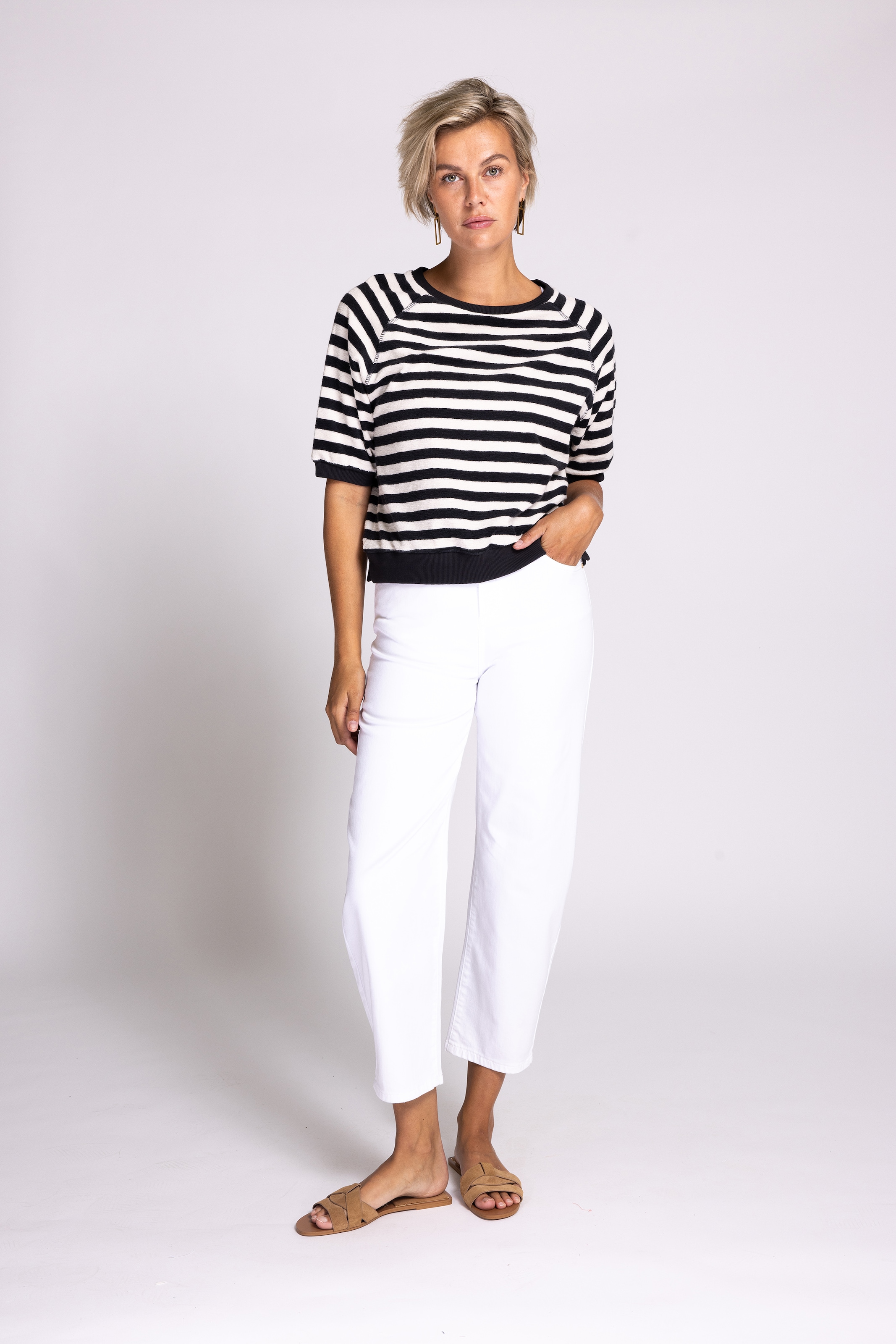 Zhrill Kurzarmshirt »INGE«, Frottee-Optik mit Streifen