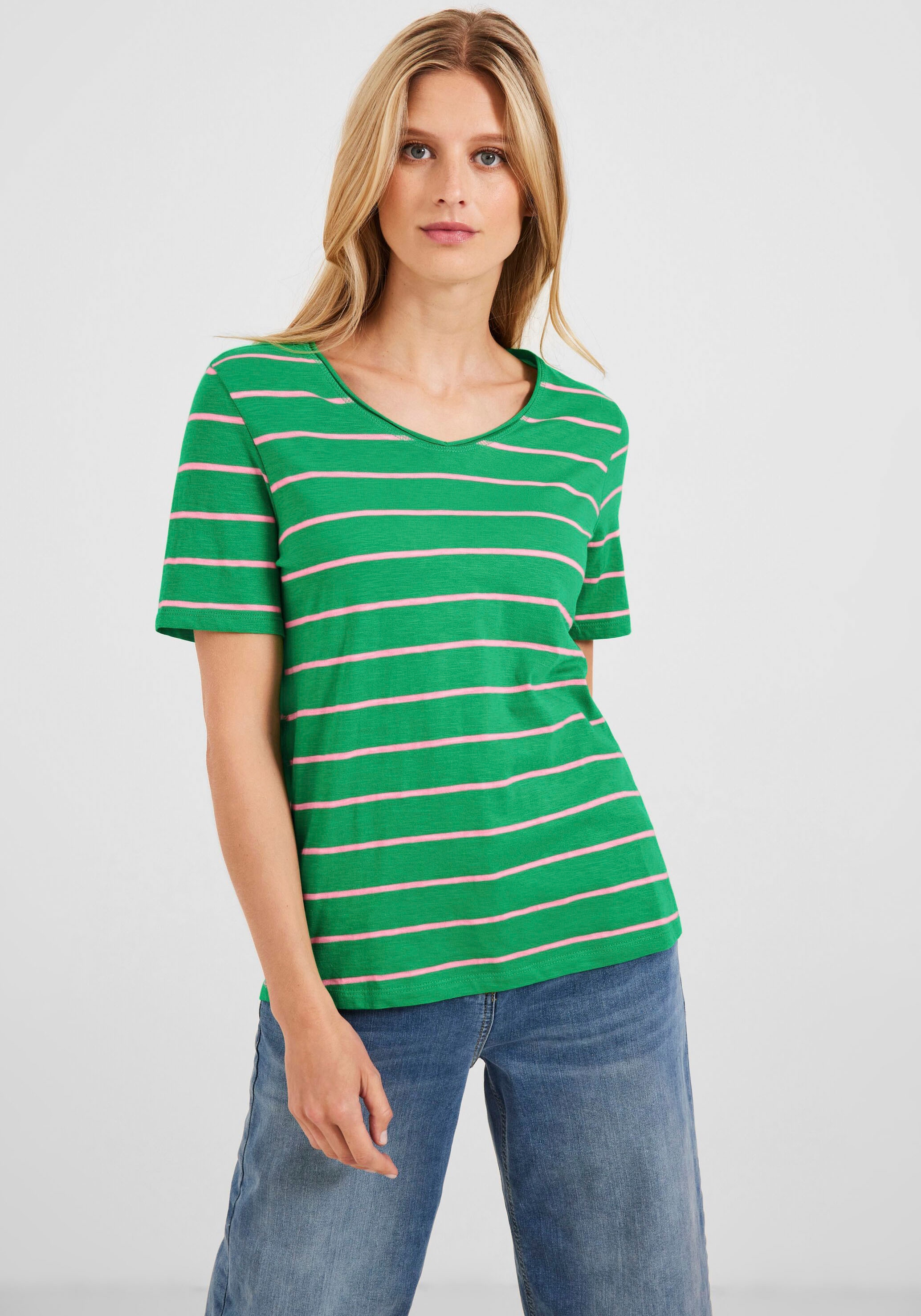 Cecil T-Shirt, in Flammgarnoptik für kaufen | BAUR | V-Shirts