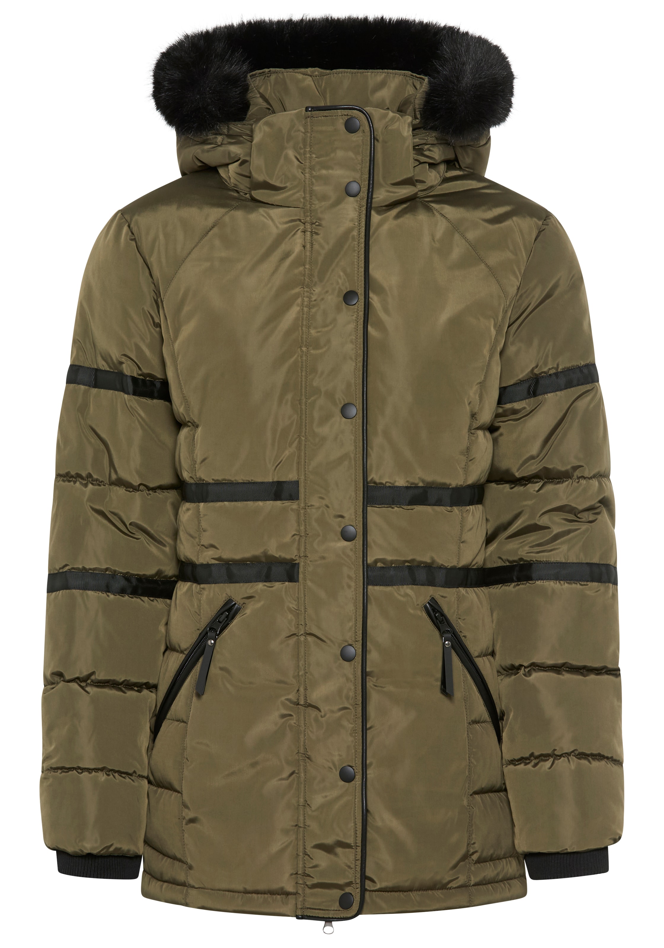 Laura Scott Winterjacke, mit Kapuze, mit abnehmbarer Kapuze und Fellimitat