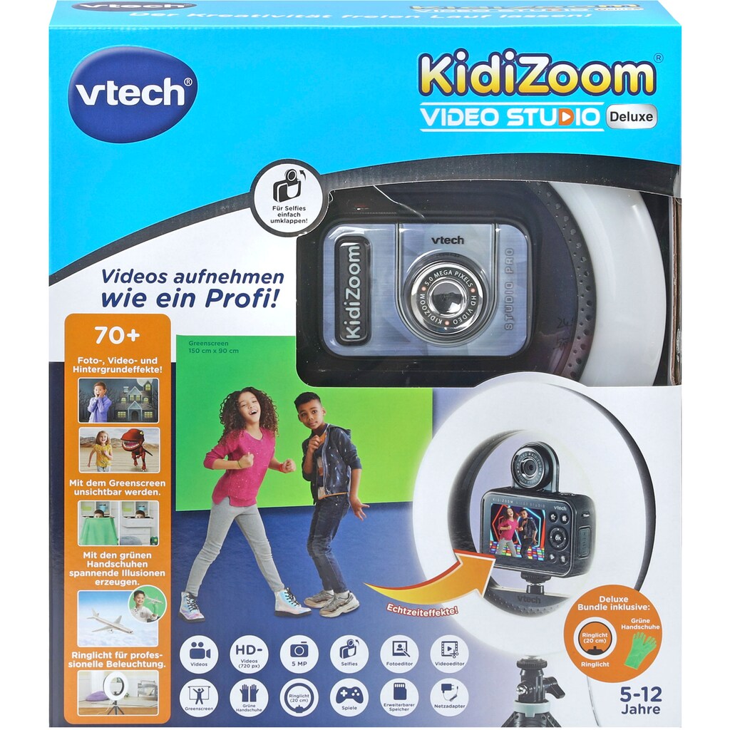 Vtech® Kinderkamera »KidiZoom Video Studio - Deluxe Bundle«, 5 MP, inkl. Selfie-Funktion, Ringlicht und Ministativ