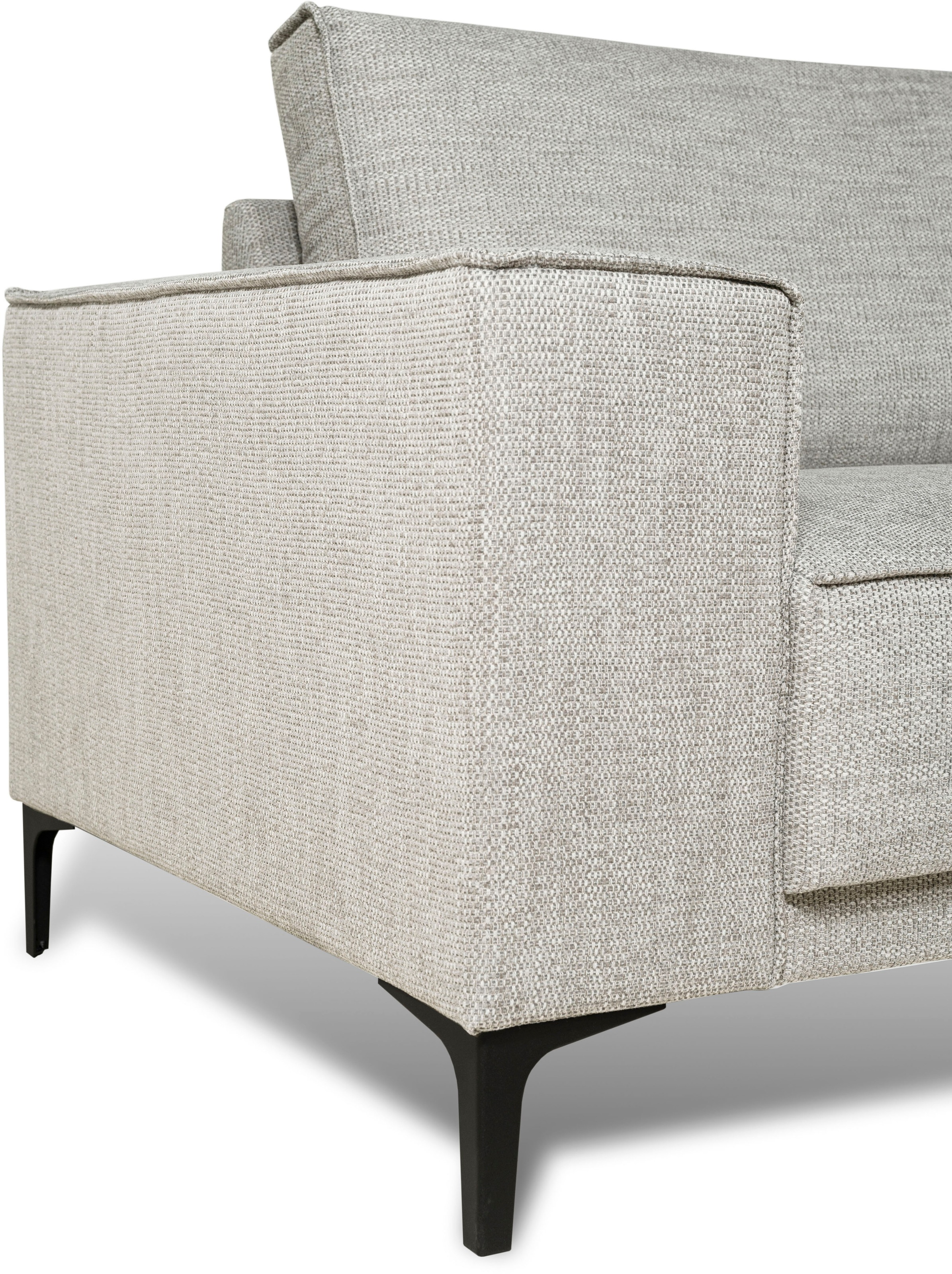 Places of Style Ecksofa »Polsterecke Oland, Struktur, Flachgewebe, Luxus-Microfaser, Boucle«, L-Form, 280 cm, Wellenunterfederung, Skandi-Design, Metallfüße