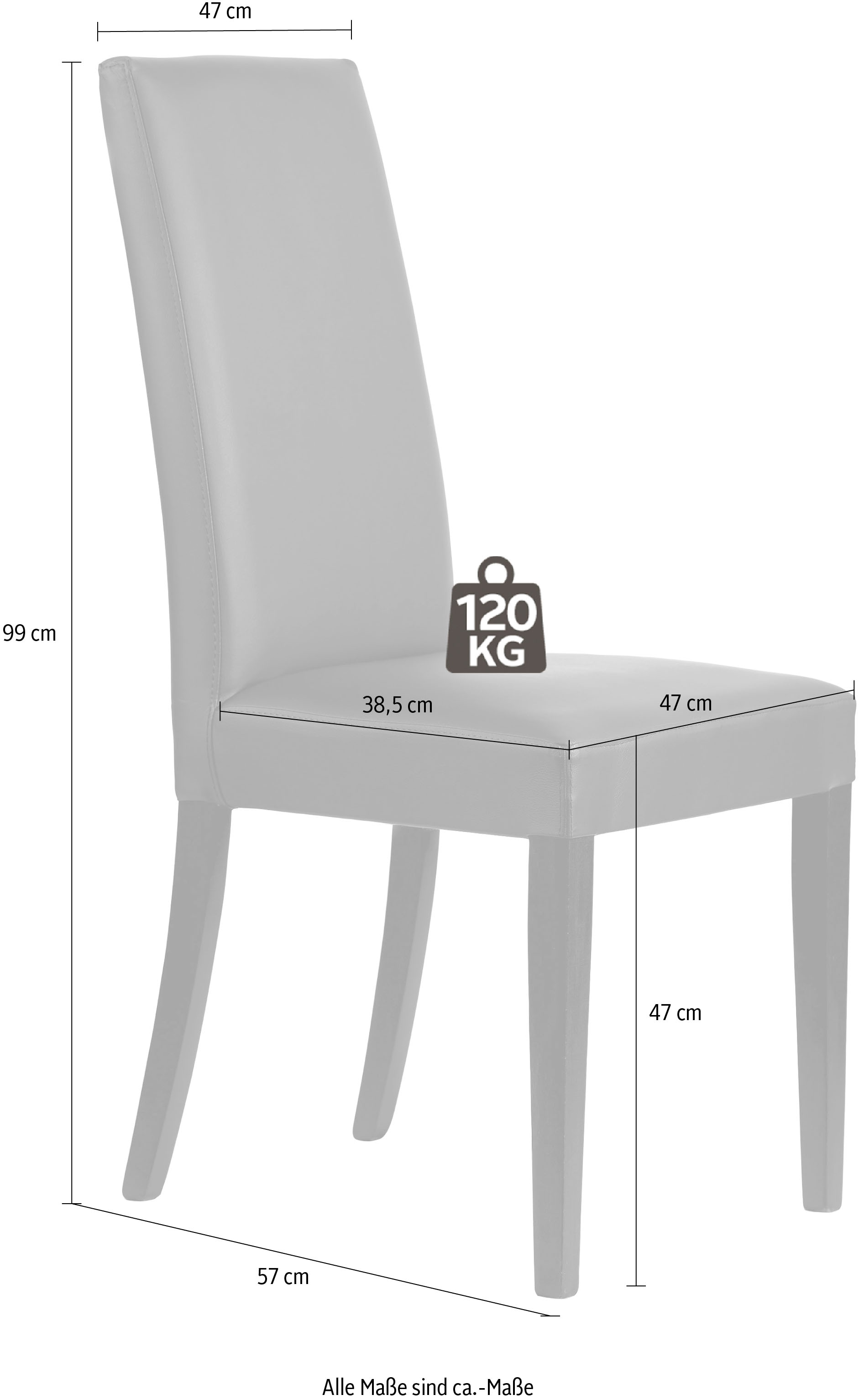 Home affaire Polsterstuhl »Java«, (Set), 2 St., Kunstleder, Gestell aus Massivholz, im 2er-Set, naturfarben oder dunkle