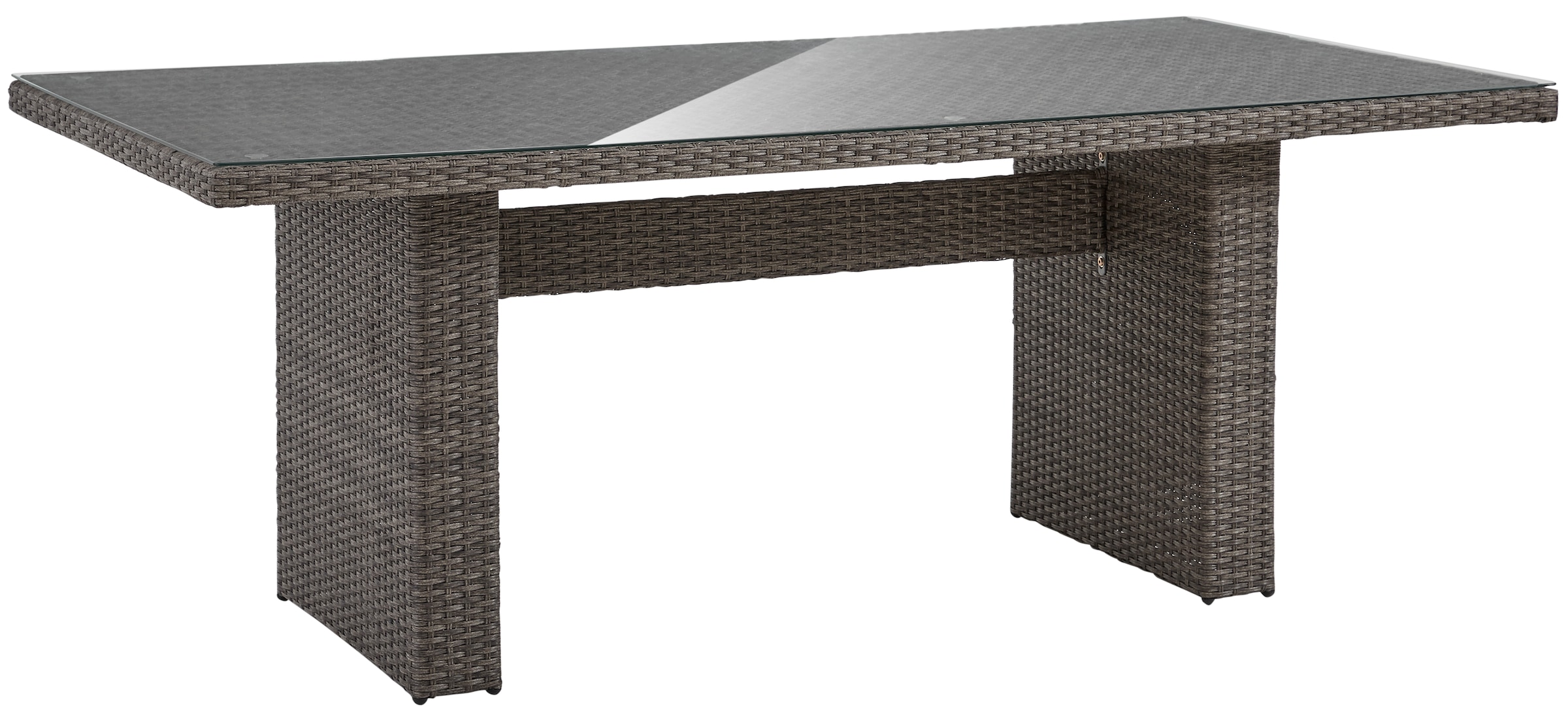 KONIFERA Garten-Essgruppe »Kairo«, (Set, 25 tlg., 8x Sessel, 1x Tisch 200x100x74 cm, inkl. Auflagen, Dunkelgrau), Polyrattan, Stahl, Tischplatte aus 5mm starkem Sicherheitsglas