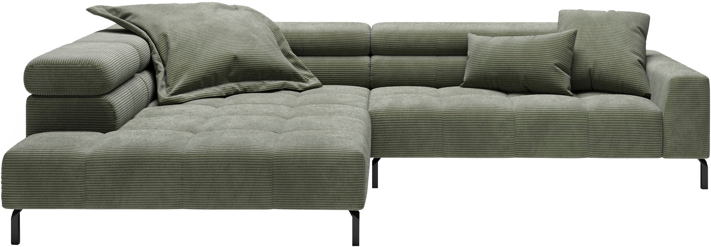 Ecksofa HOME AFFAIRE "Claya, L-Form, incl. Kopfteilverstellung, Breite 311 cm", grün (turtle), B:311cm H:71cm T:219cm, 88% Polyester, 12% Polyacryl, Sofas, Ecksofa, mit elektrischem Sitzvorzug im Hauptelement 4