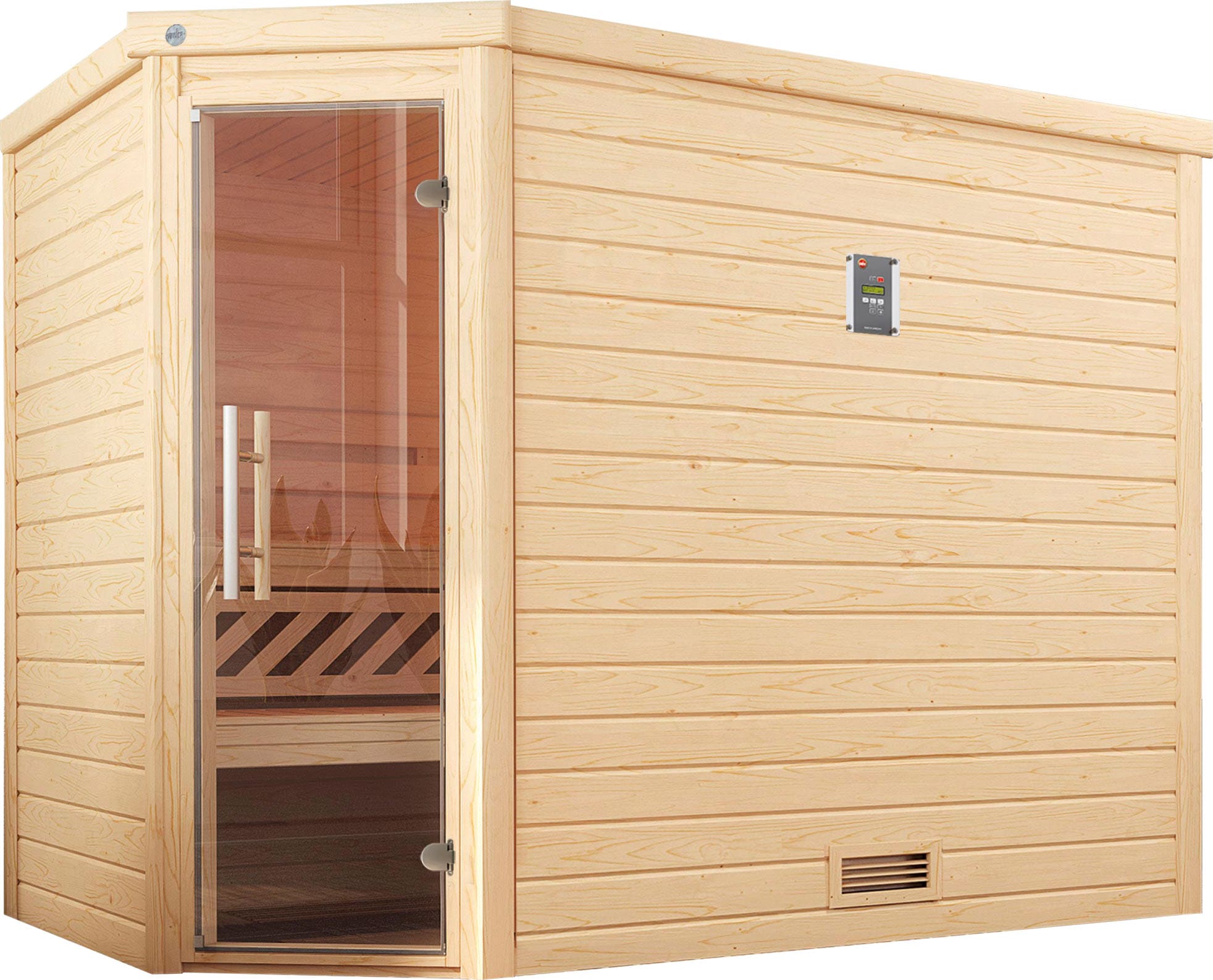 WEKA Sauna "Turku", Bio-Ofen, externe Steuerung, 7,5 kW, beige, Saunen, 7,5 kW Bio-Ofen mit digitaler Steuerung