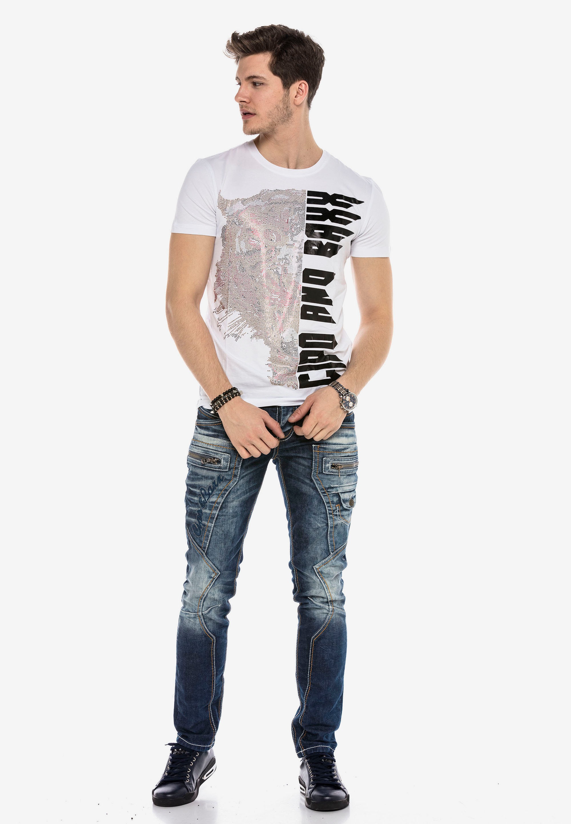 Cipo & Baxx T-Shirt, mit Pailletten-Besatz