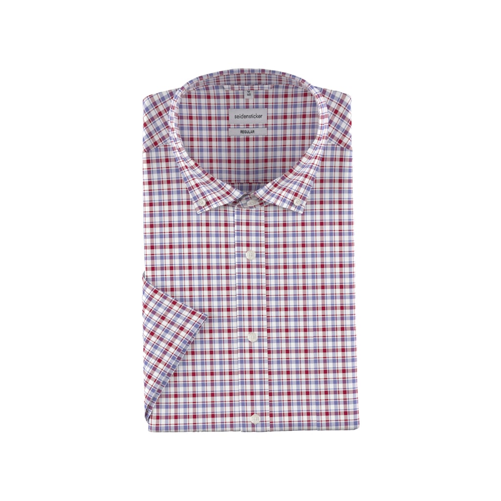 seidensticker Businesshemd »Regular«, Regular Kurzarm Button-Down-Kragen Karo