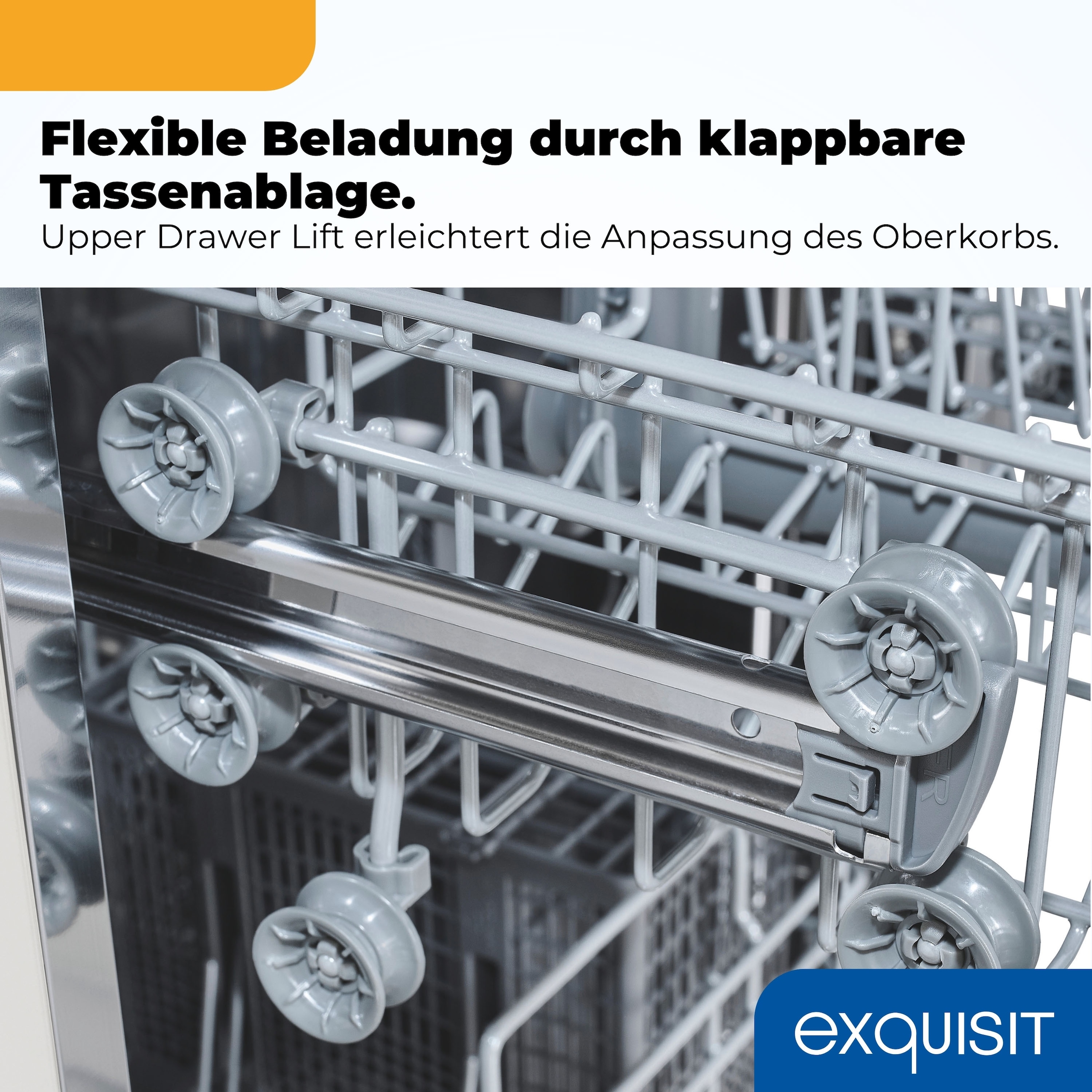 exquisit vollintegrierbarer Geschirrspüler 1009 »EGSP1009-E-450D schwarz« 10 l 9 tlg. Maßgedecke 9 Maßgedecke & flüsterleise 49 dB – stark und angenehm ruhig