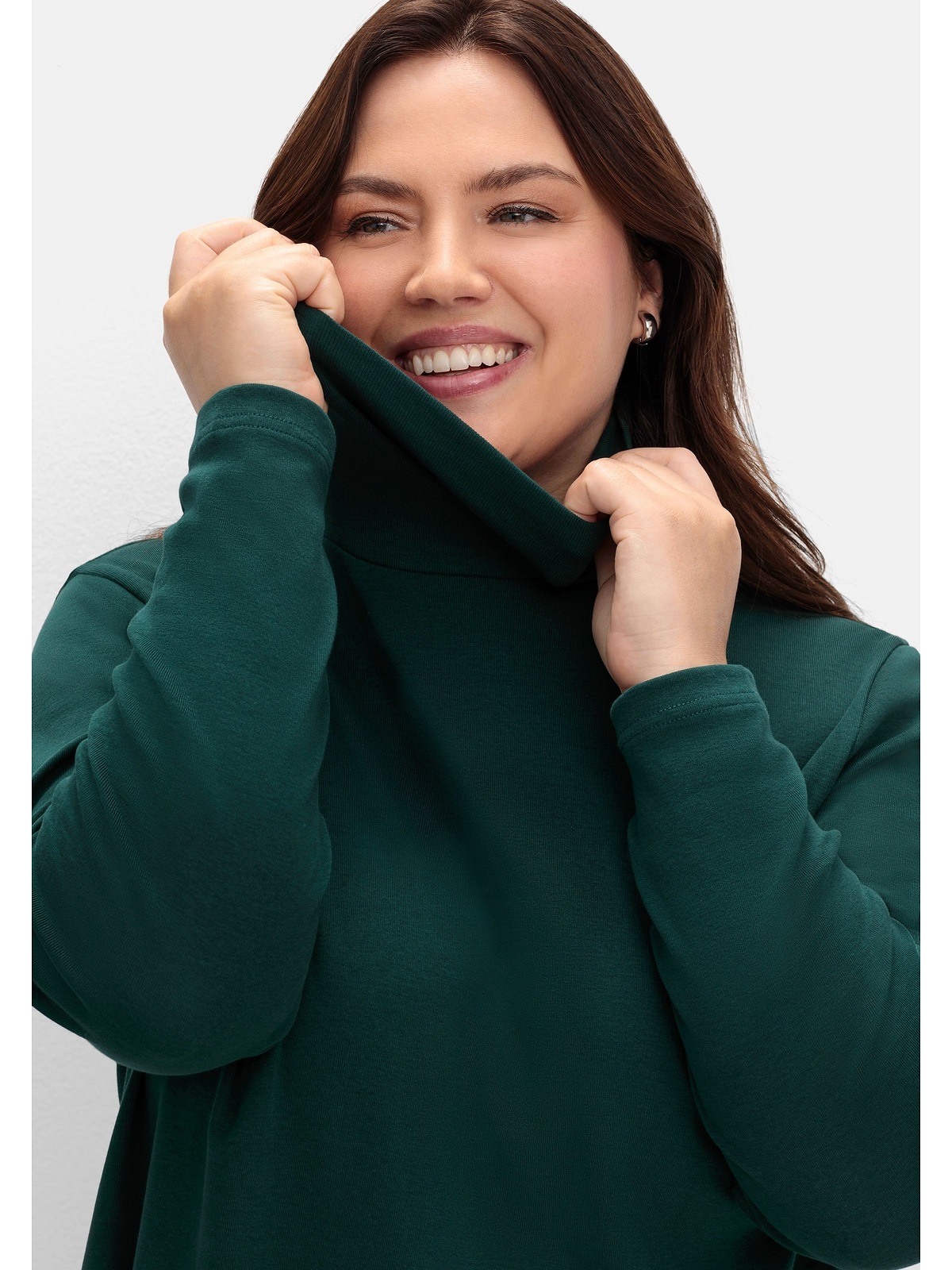 Sheego Langarmshirt »Große Größen«, mit Rollkragen, in A-Linie