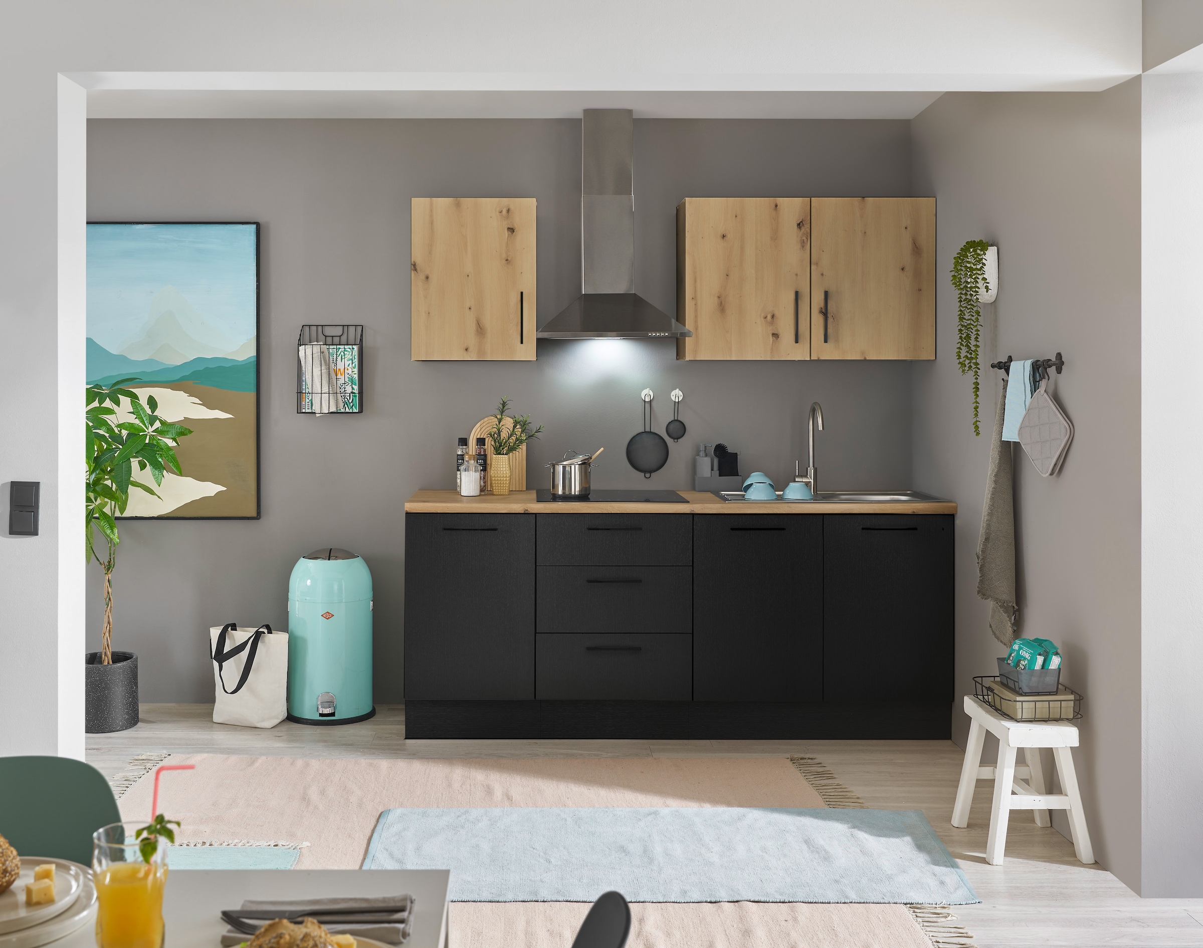 BASIC by Balculina Küchenzeile »Turin«, Breite 210 cm, ohne E-Geräte, mit Soft-Close-Funktion