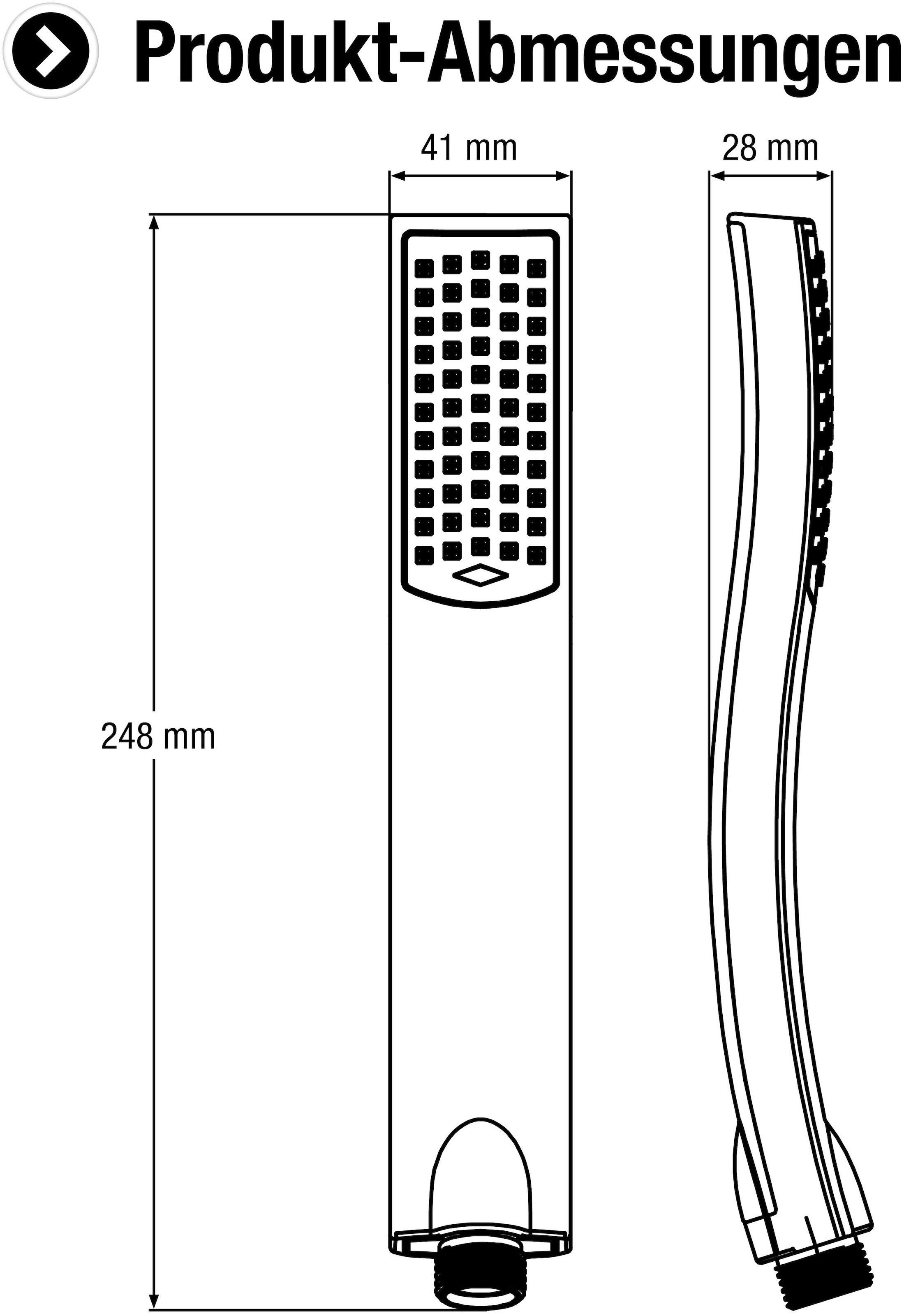 CORNAT Handbrause »84 x 41 mm Kopf-Größe - 1 Strahlart - Anti-Kalk & Wasserspareinsatz«, verchromt - Brausekopf für Dusche & Badewanne