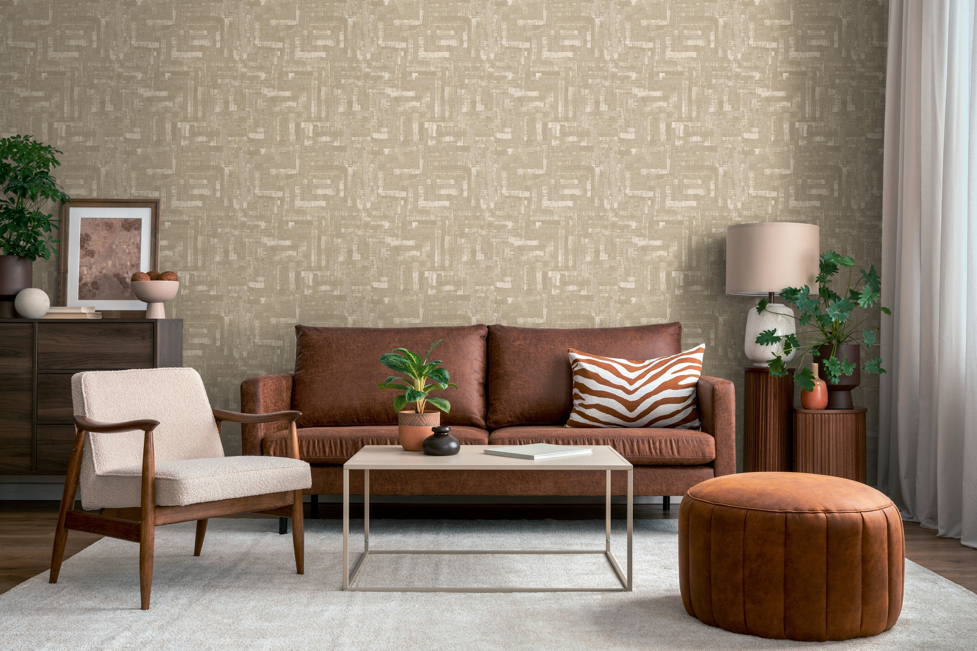 living walls Vliestapete "Strukturtapete Leinen diverse Farben Geometrisch" Leinenoptik strukturiert