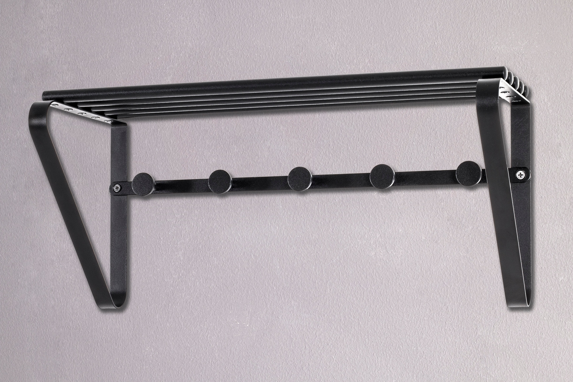 HAKU Garderobenleiste "Flurgarderobe, Garderobe, Garderobenhaken, Garderobenleiste," rechteckig - aus Metall Schwarz - B/T/H 45/18/20 cm