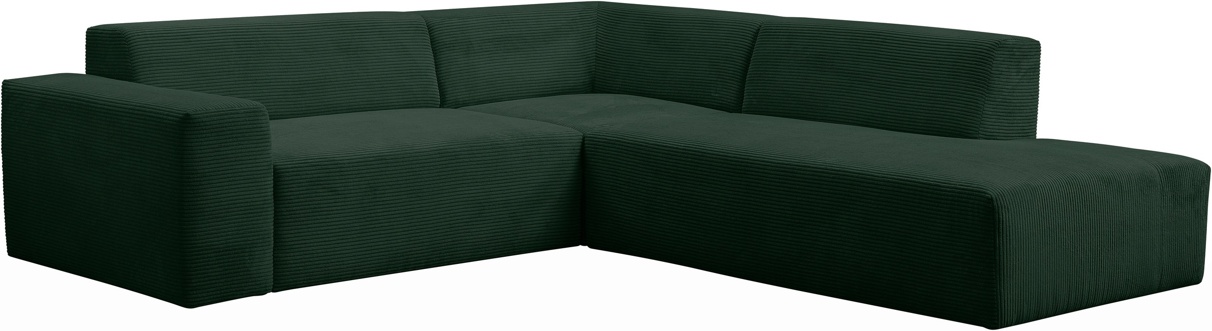 WERK2 Ecksofa »Zeus-M, tolles Sofa mit schönen Details, L-Form«, Curvy Trend Garnitur, urbane Optik, komfortable Wellenunterfederung