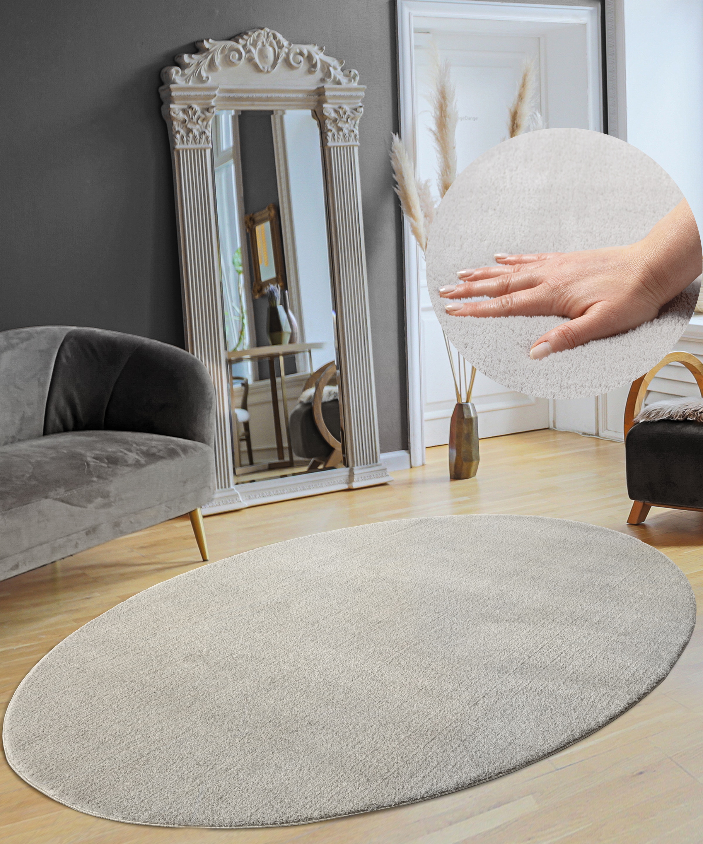 the carpet Teppich »Relax«, oval, 16 mm Höhe, waschbarer Wohnzimmer Teppich modern rutschfest