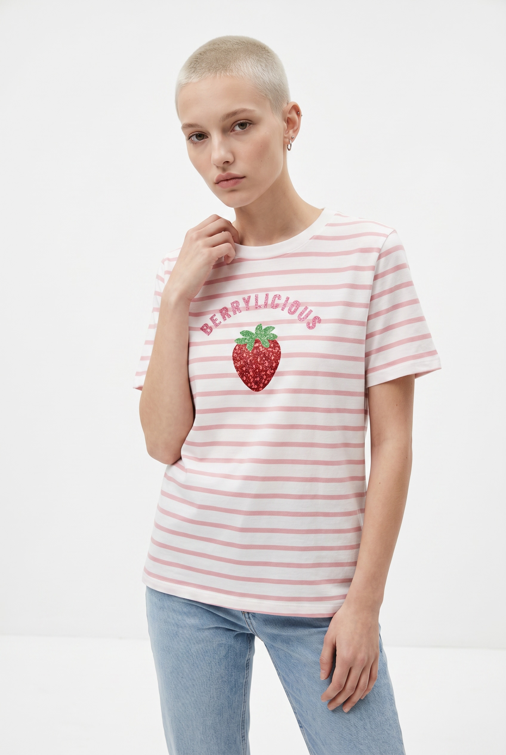 ONLY Onlkita S/S Tee Women Cloud Dancer Stripes L 2