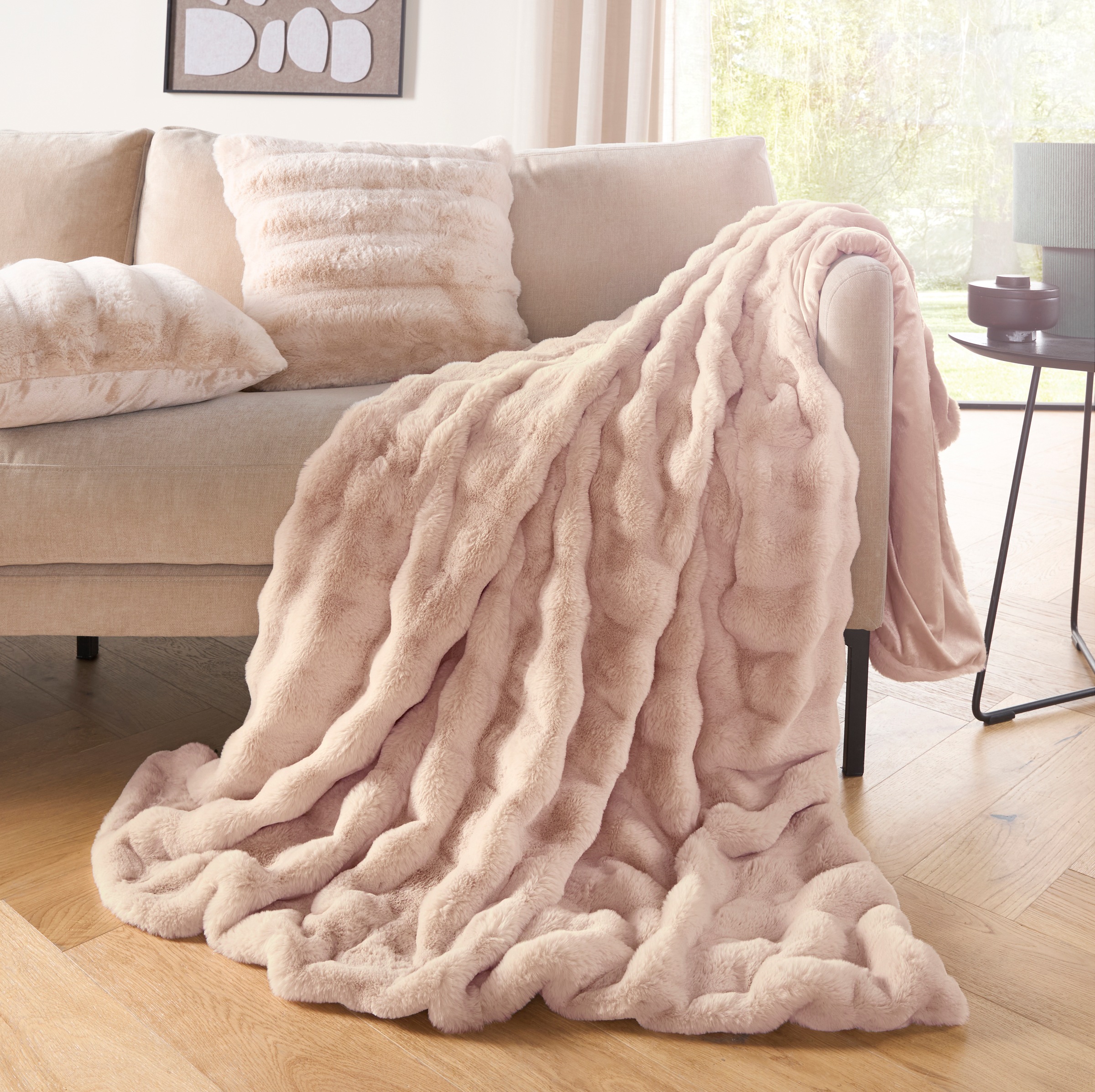 LeGer Home by Lena Gercke Wohndecke "Cleora" Premium, 450g/m², weich, 150X200 cm, Decke, 3D Wellenmuster, Überwurf