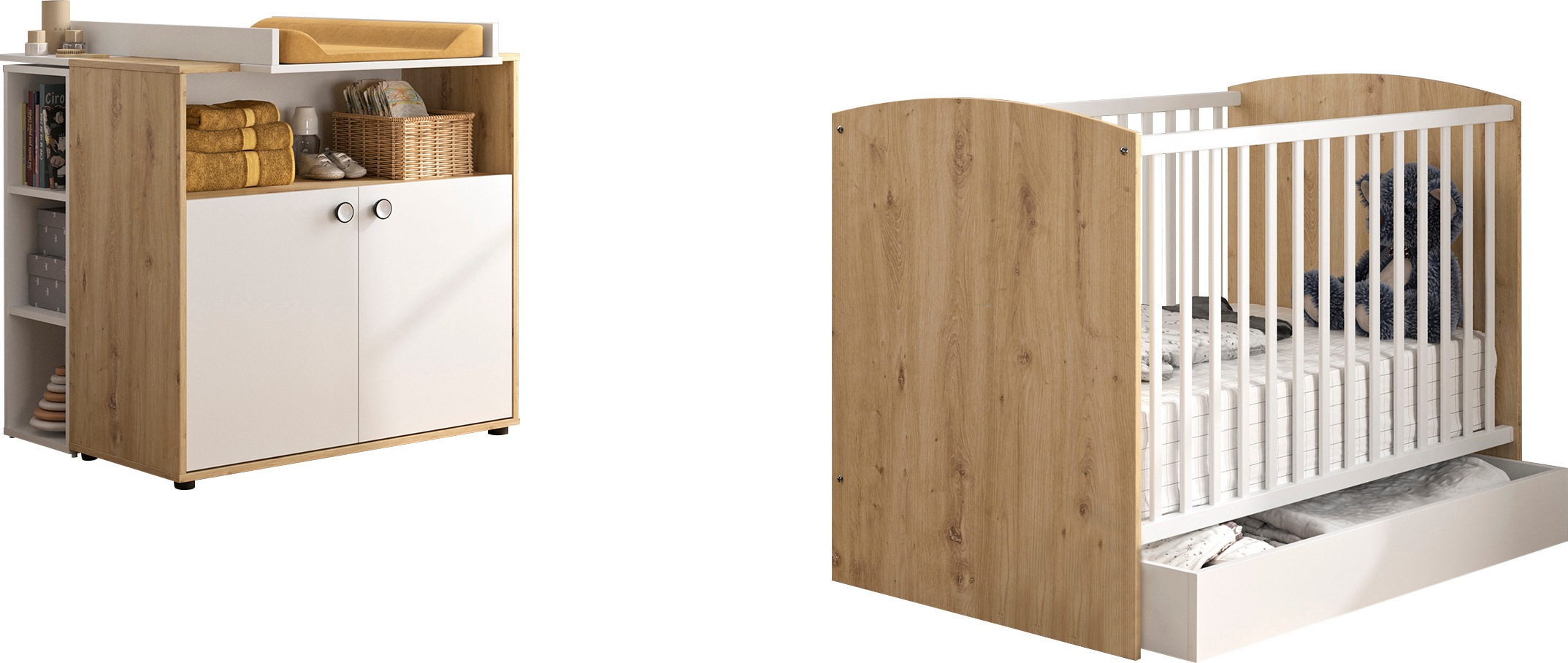 Galipette Babymöbel-Set "Arthur" mit Bett und Bettschublade, Wickelkommode, günstig online kaufen