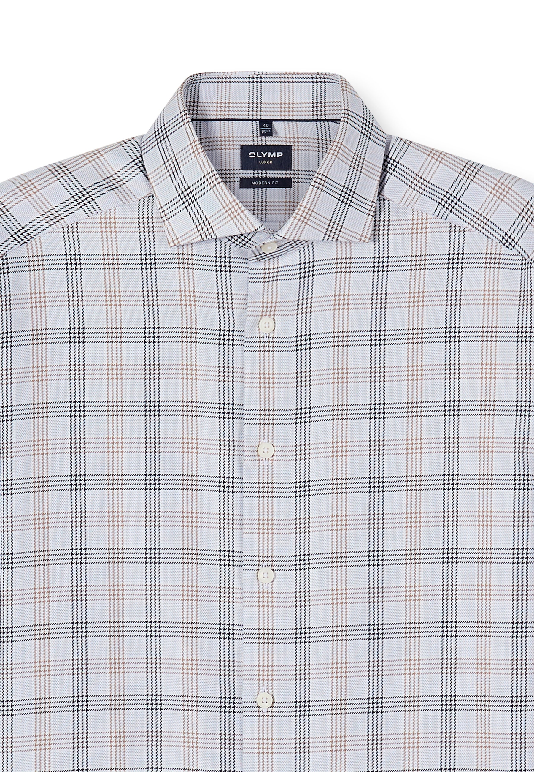 Businesshemd OLYMP "OLYMP Luxor, modern fit, Royal Kent", Herren, Gr. 43, Normaler Arm, silbergrau, 100% Baumwolle, Hemden 5