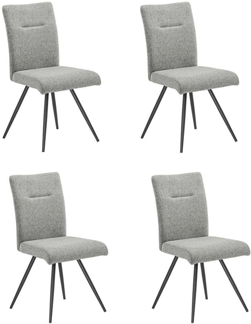 OTTO home Essgruppe »Arye« Set, 140 cm Esstisch + 4 Stühle, 5 Stk. tlg. Samt- oder Strukturstoffbezug, Metallgestell, Tischplatte Sinterstein