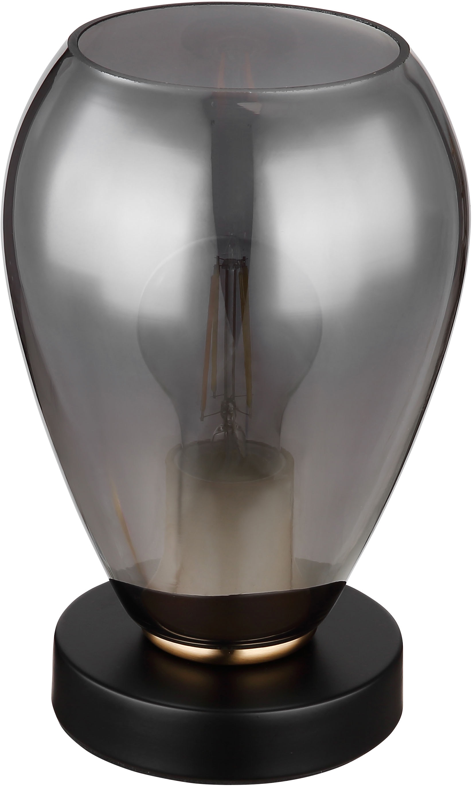 GLOBO LIGHTING Tischleuchte »FANNI«, Leuchtmittel E27 | ohne Leuchtmittel, Tischlampe/messing/Glas rauchfarben/Wohnzimmer/elegant