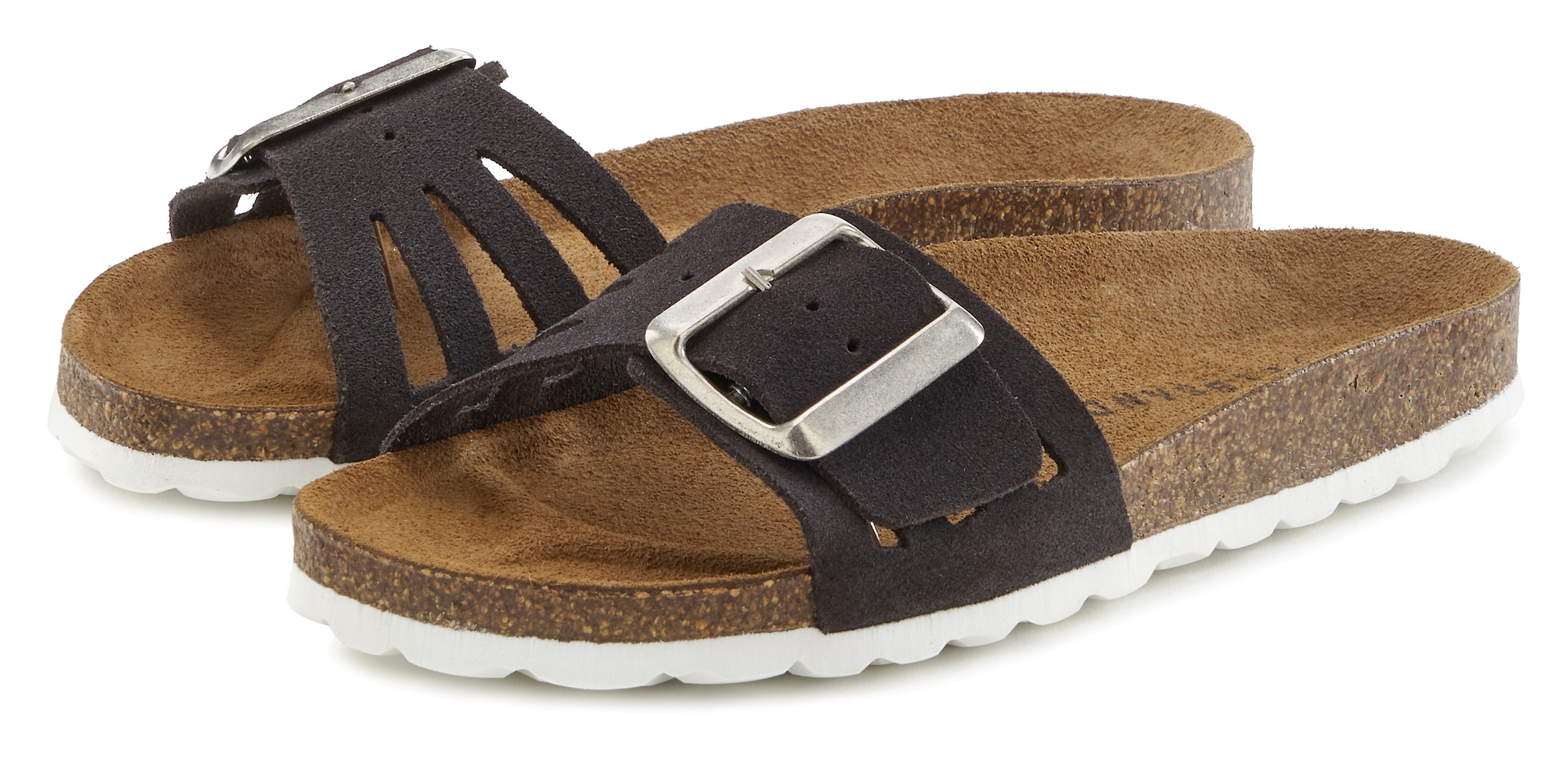 Elbsand Pantolette "Sandale, Mule, offener Schuh, Sommerschuhe, Lederpantolette" aus Leder mit weichem Korkfußbett