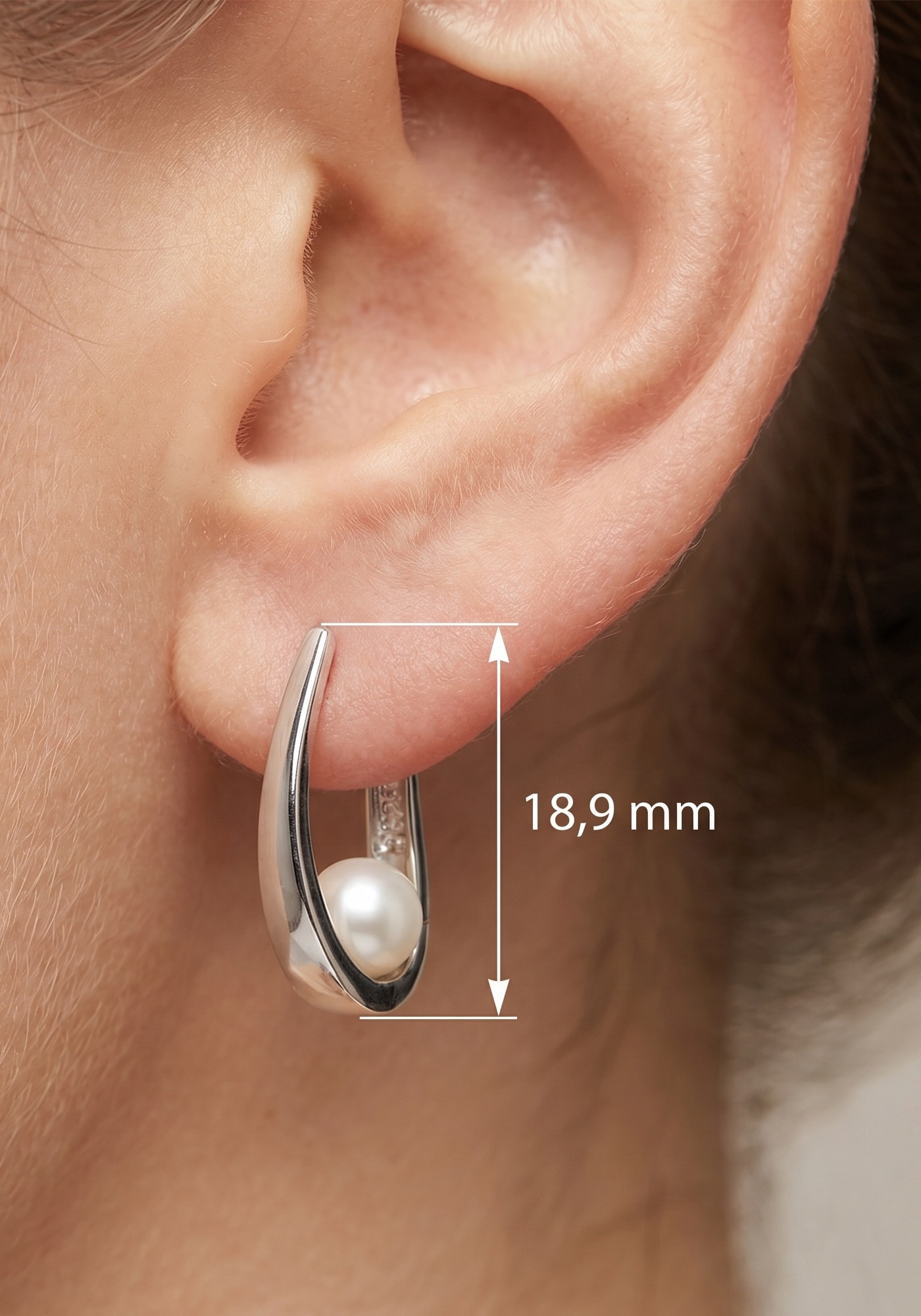 JOBO Paar Creolen »Perlen-Ohrringe 18 mm« 925 Silber mit Süßwasser-Zuchtperlen