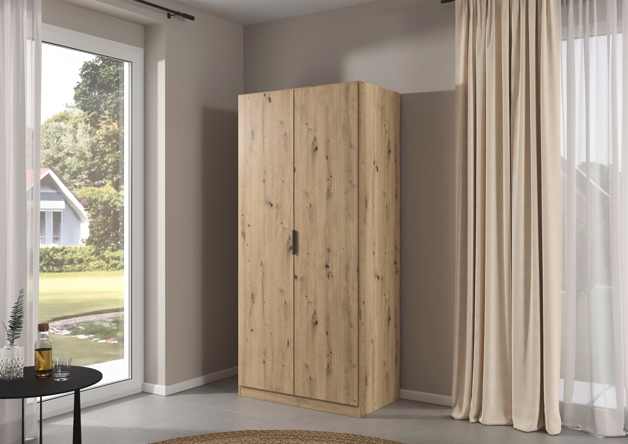 rauch Kleiderschrank »Drehtürenschrank Schrank Garderobe Ankleide Schlafzimmer LAGOA« in 3 verschiedenen Ausstattungen BASIC/CLASSIC/PREMIUM,  moderne Kantengriffe aus Metall, optional mit Aufsatz MADE IN GERMANY