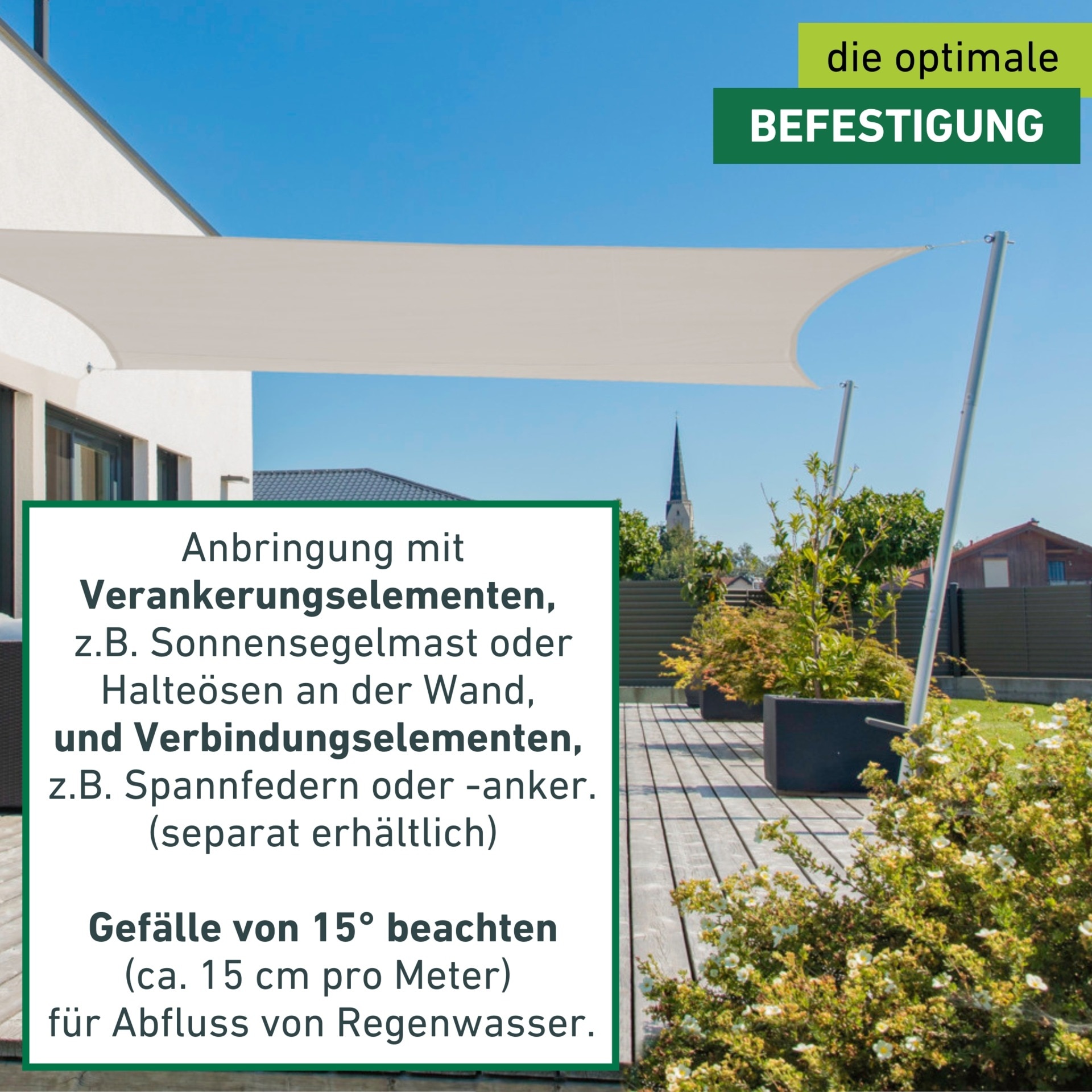 Windhager Sonnensegel »Cannes, Rechteckiges Segel zur Beschattung von Terrasse, Balkon« Sonnenschutz 3 x 4 m, erhältlich in anthrazit, grau, taupe oder weiß