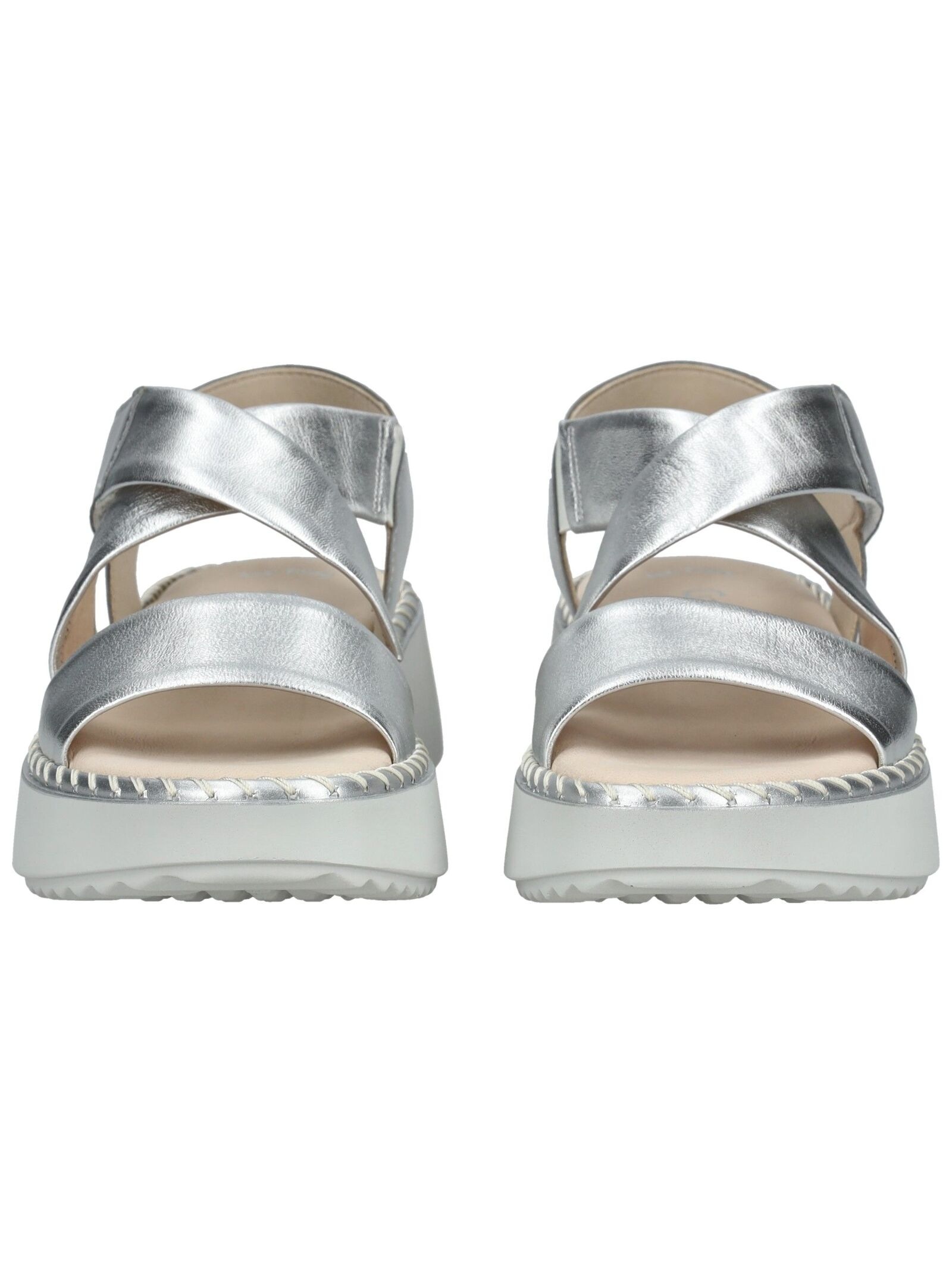 Keilsandalette GABOR "Gabor Sandalen Leder", Damen, Gr. 39, silber, Leder, Schuhe 2