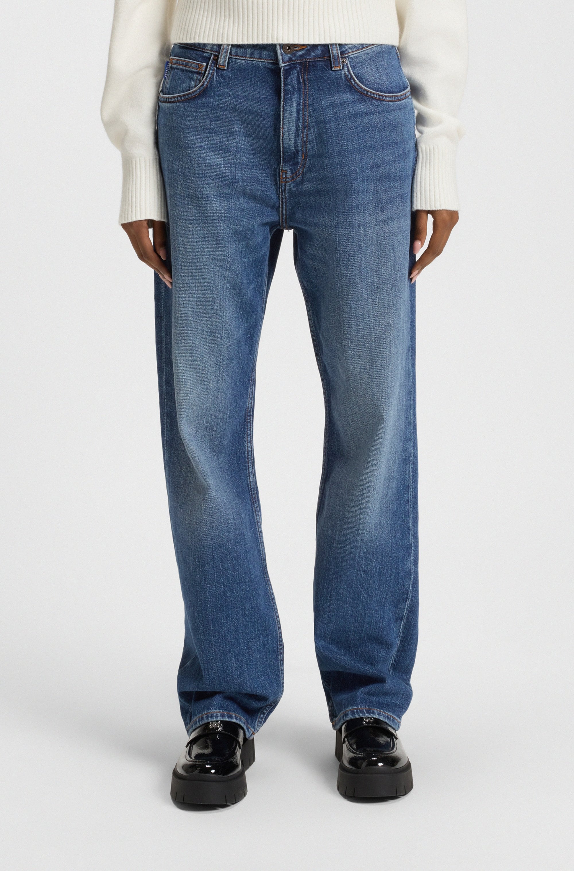 HUGO Blue Straight-Jeans »Elyah«, Straight Fit Jeans mit hoher Leibhöhe, Tall Länge 36