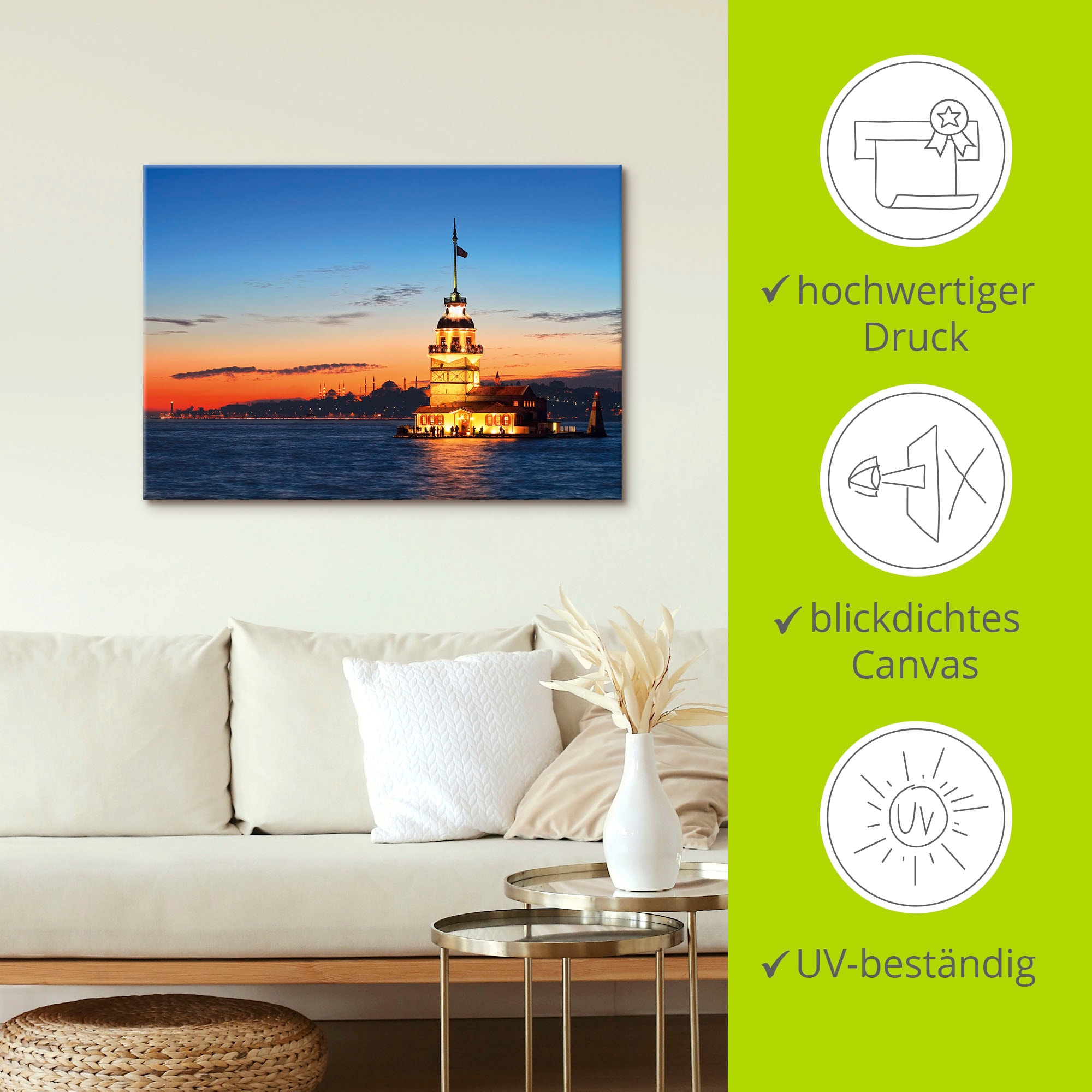 Artland Wandbild »Istanbul Leanderturm«, Gebäude, (1 St.), als Leinwandbild, Poster, Wandaufkleber in verschied. Größen
