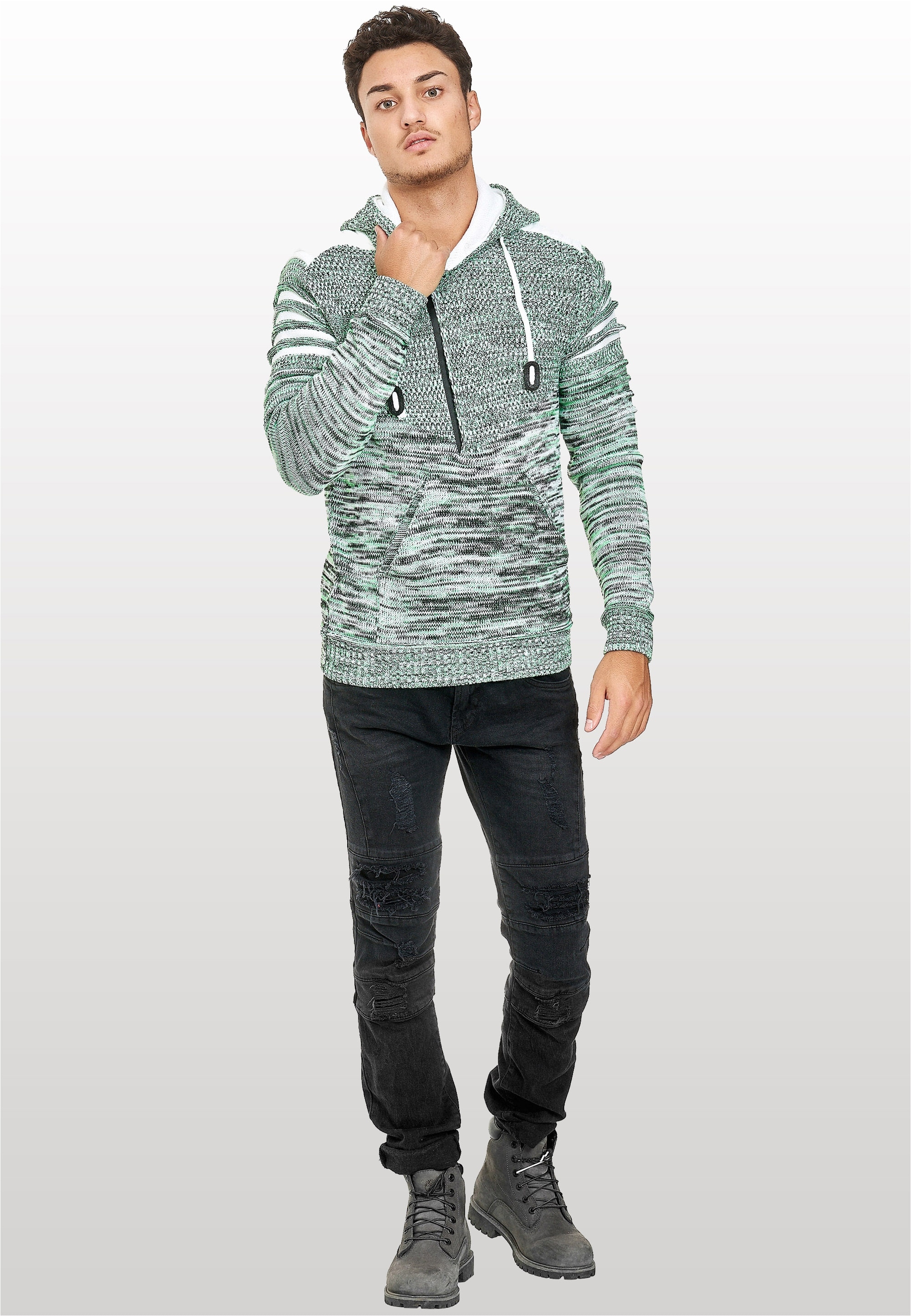 Rusty Neal Kapuzensweatshirt, in modernem Strickdesign