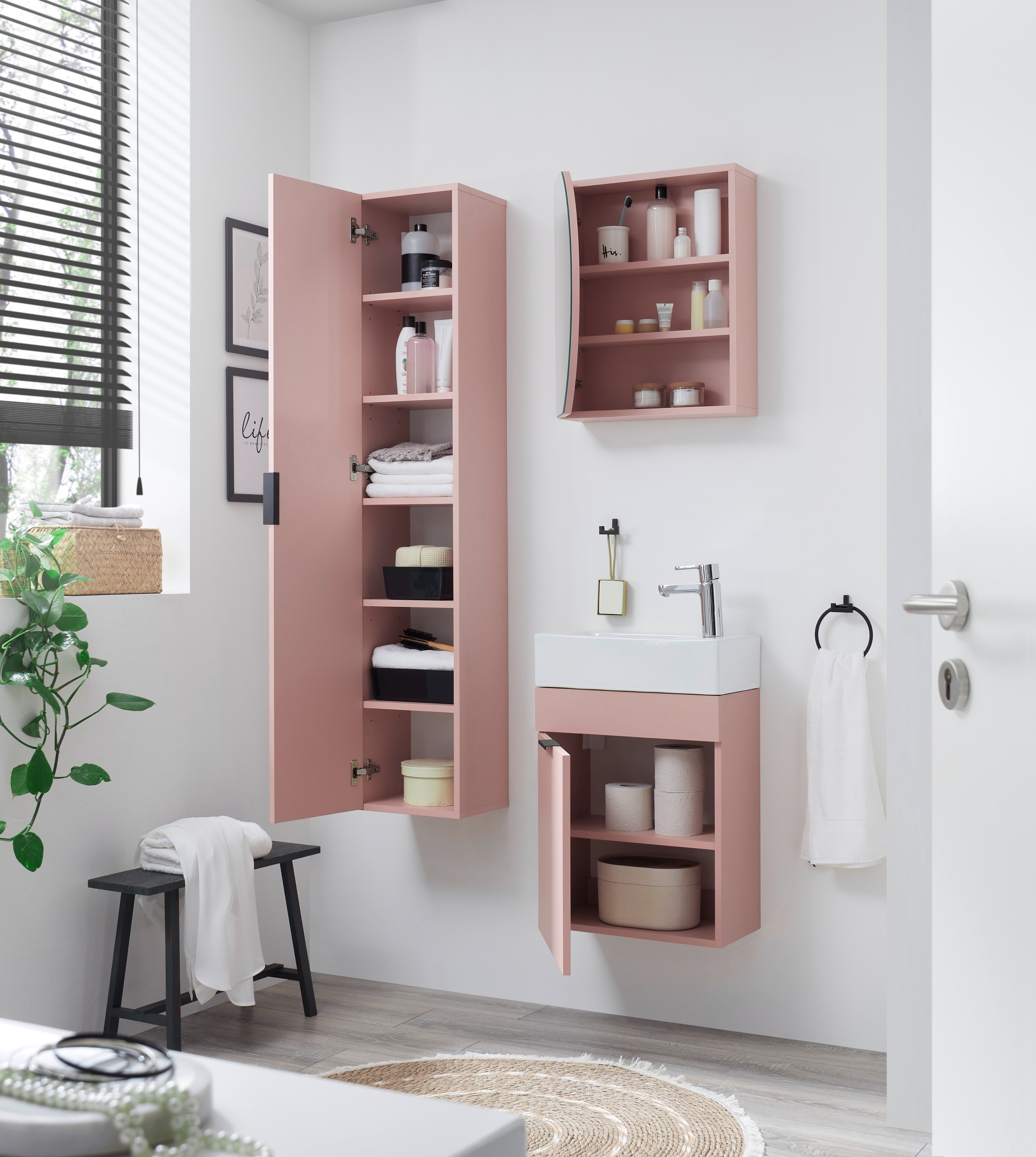 BASIC by Balculina Spiegelschrank »Nancy BxHxT 45x45x15 cm« 1 Stk. tlg. Breite 45 cm, offene Fächer