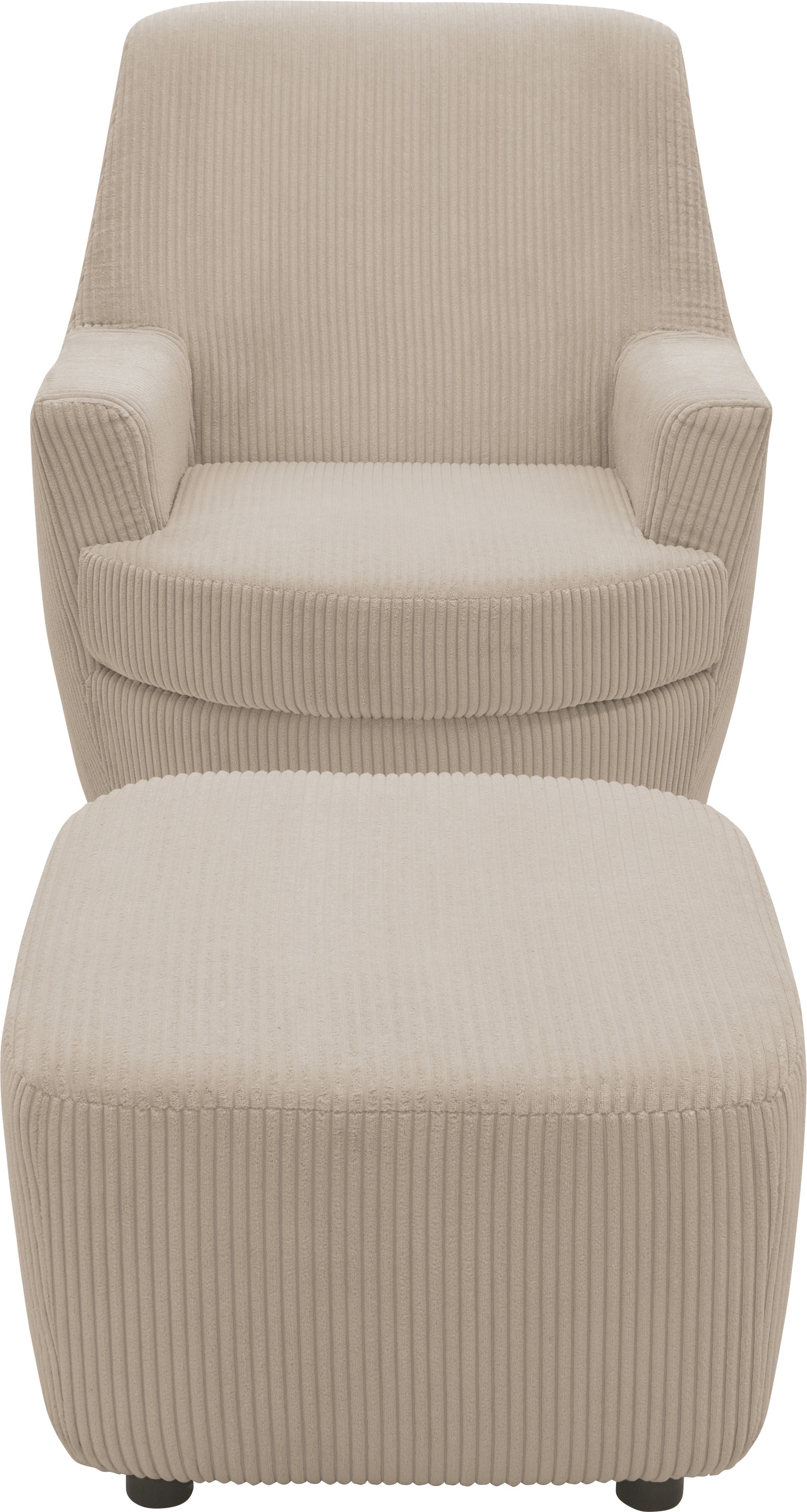INOSIGN Drehsessel »HETTY, Drehsessel mit Wippfunktion und Hocker; Lesesessel, Armsessel«, (Set, 2 St.), mit Dreh/Wippfunktion, mit Federkern, in Cord und Microfaser