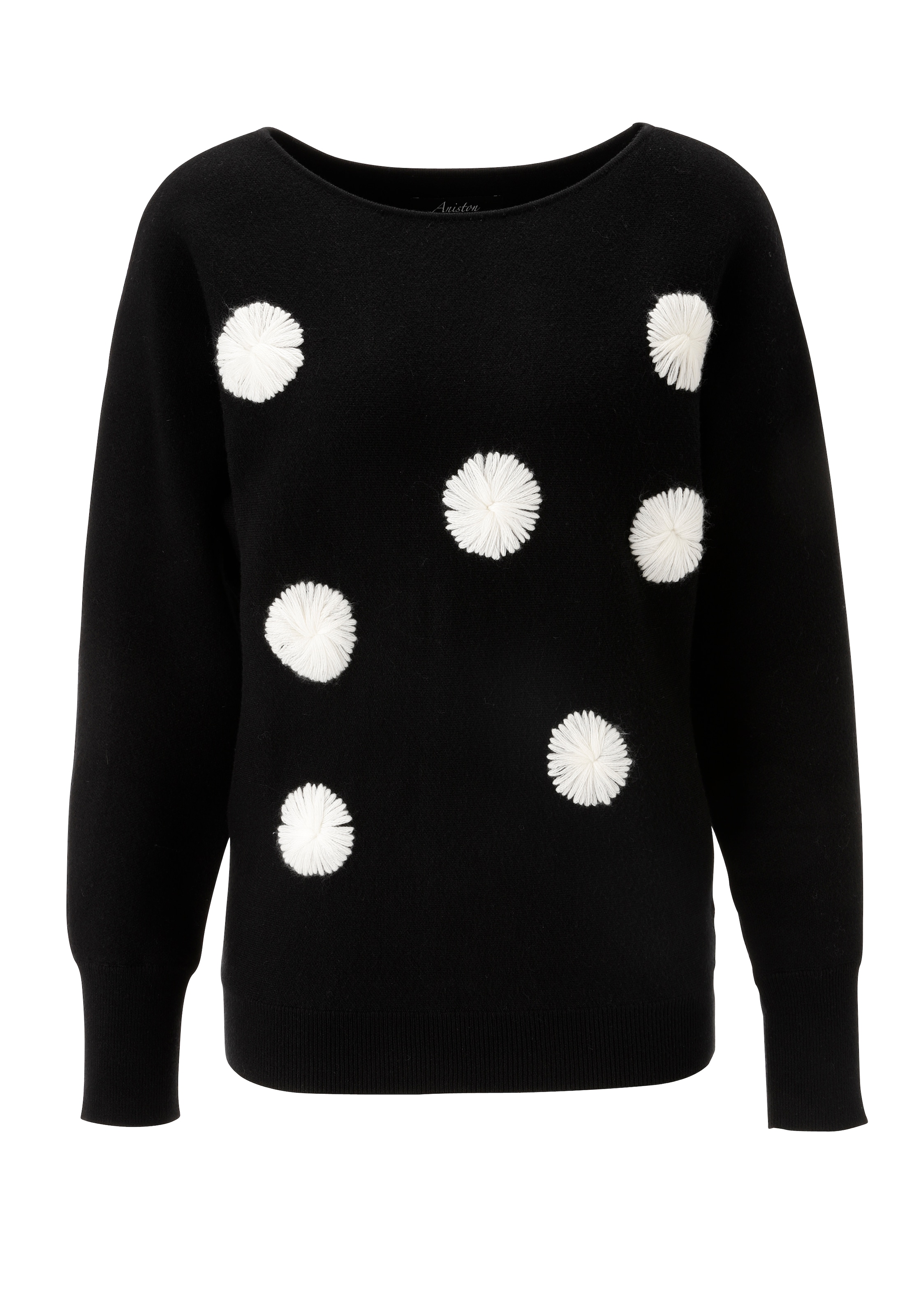 Aniston SELECTED Strickpullover, mit extravaganten, aufgestickten Punkten vorne - NEUE KOLLEKTION