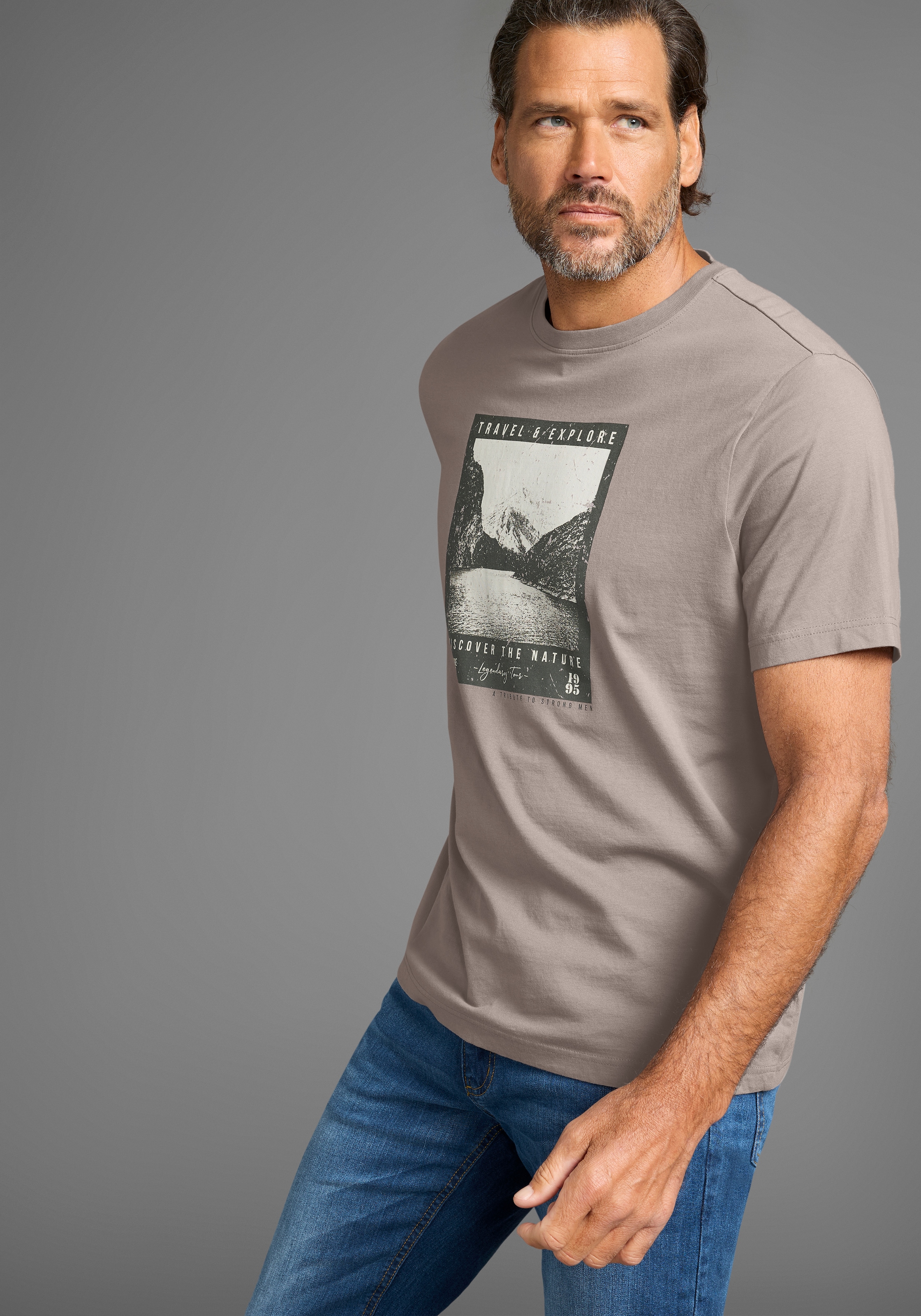 Man's World Print-Shirt, mit modisch-landschaftlichen Druck