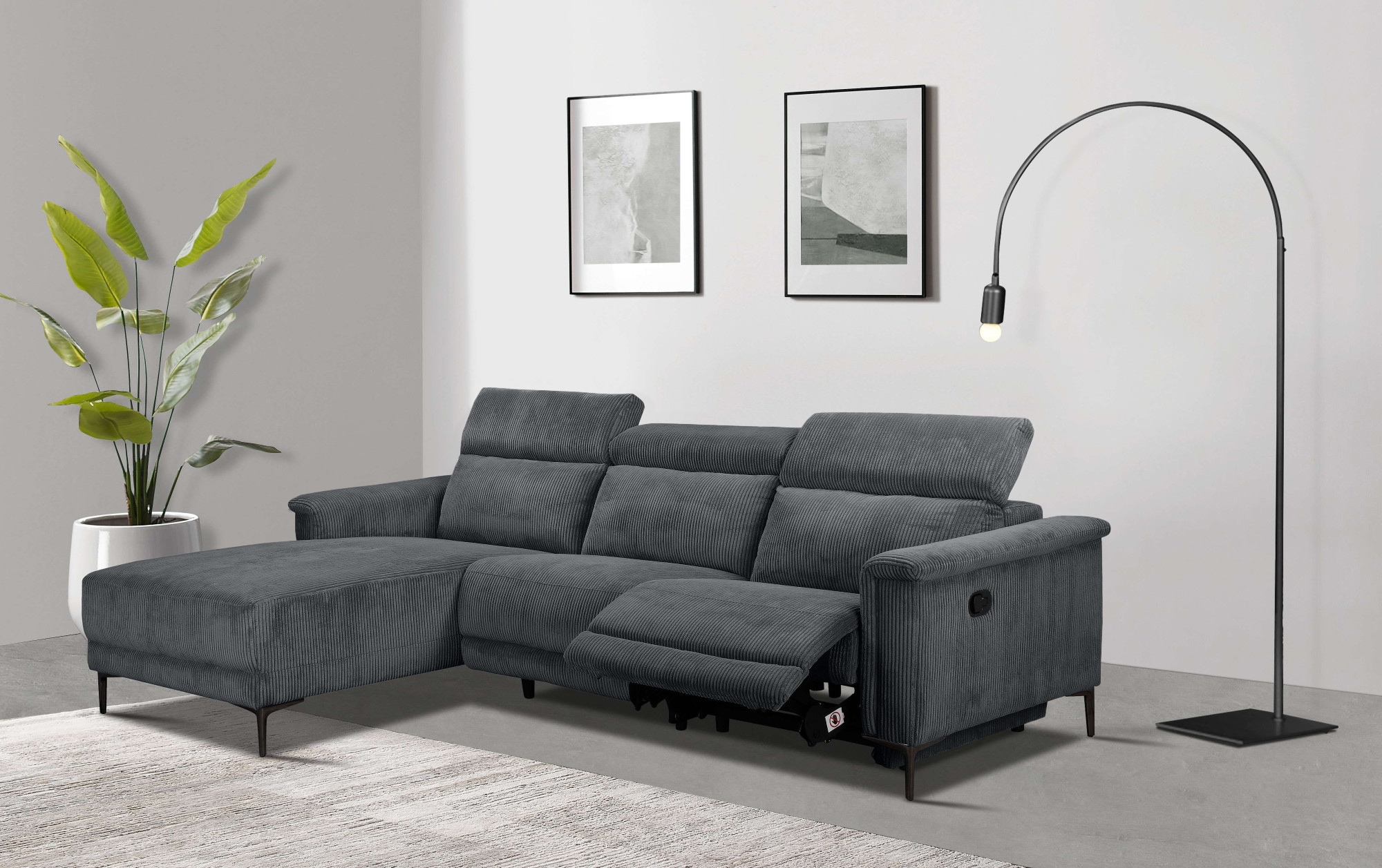 Home affaire Ecksofa "Lund in Cord, L-Form, 261 cm, manuelle und elektr. Re günstig online kaufen