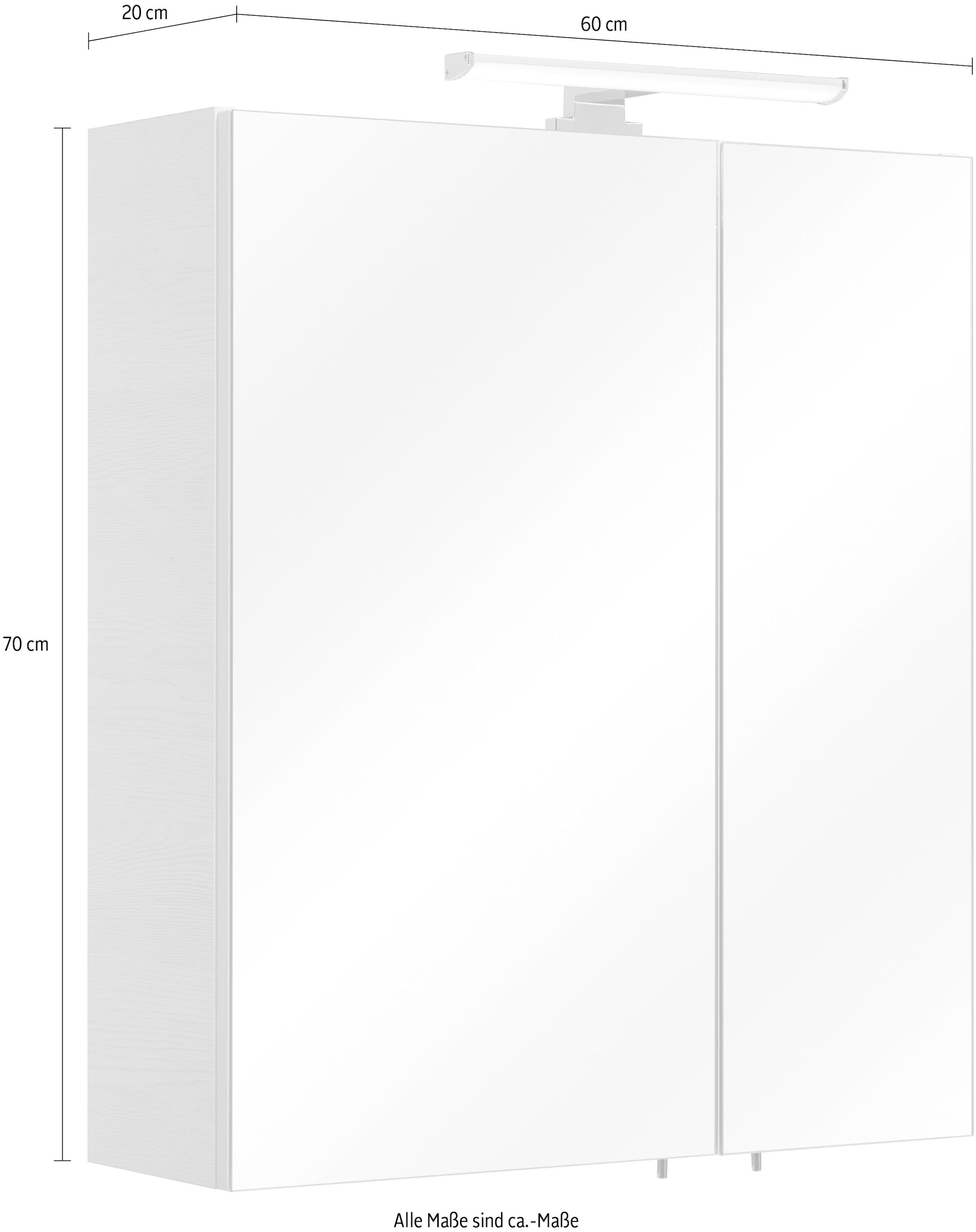 PELIPAL Spiegelschrank kaufen 60 Breite Beleuchtung, Schalter-/Steckdosenbox 2-türig, »Quickset LED- 936«, | cm, BAUR