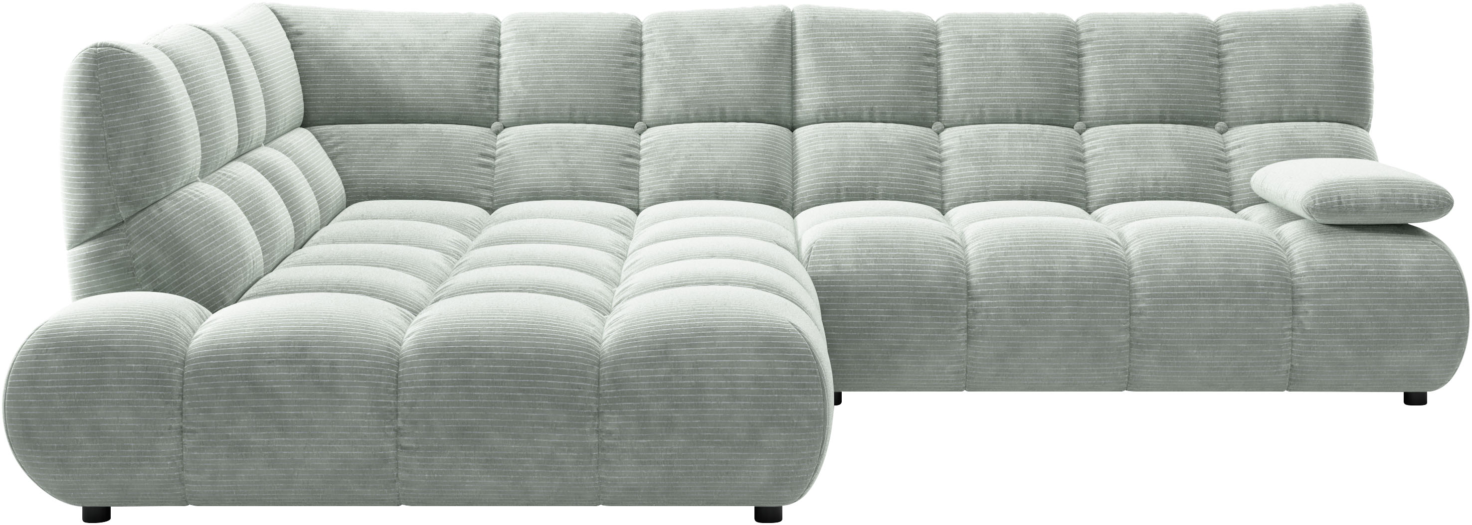 Home affaire Ecksofa "Cozy Bubble, mit klappbarer Armlehne, Breite 289 cm" mit eleganter Steppung, Rundumbezug & weicher Polsterung