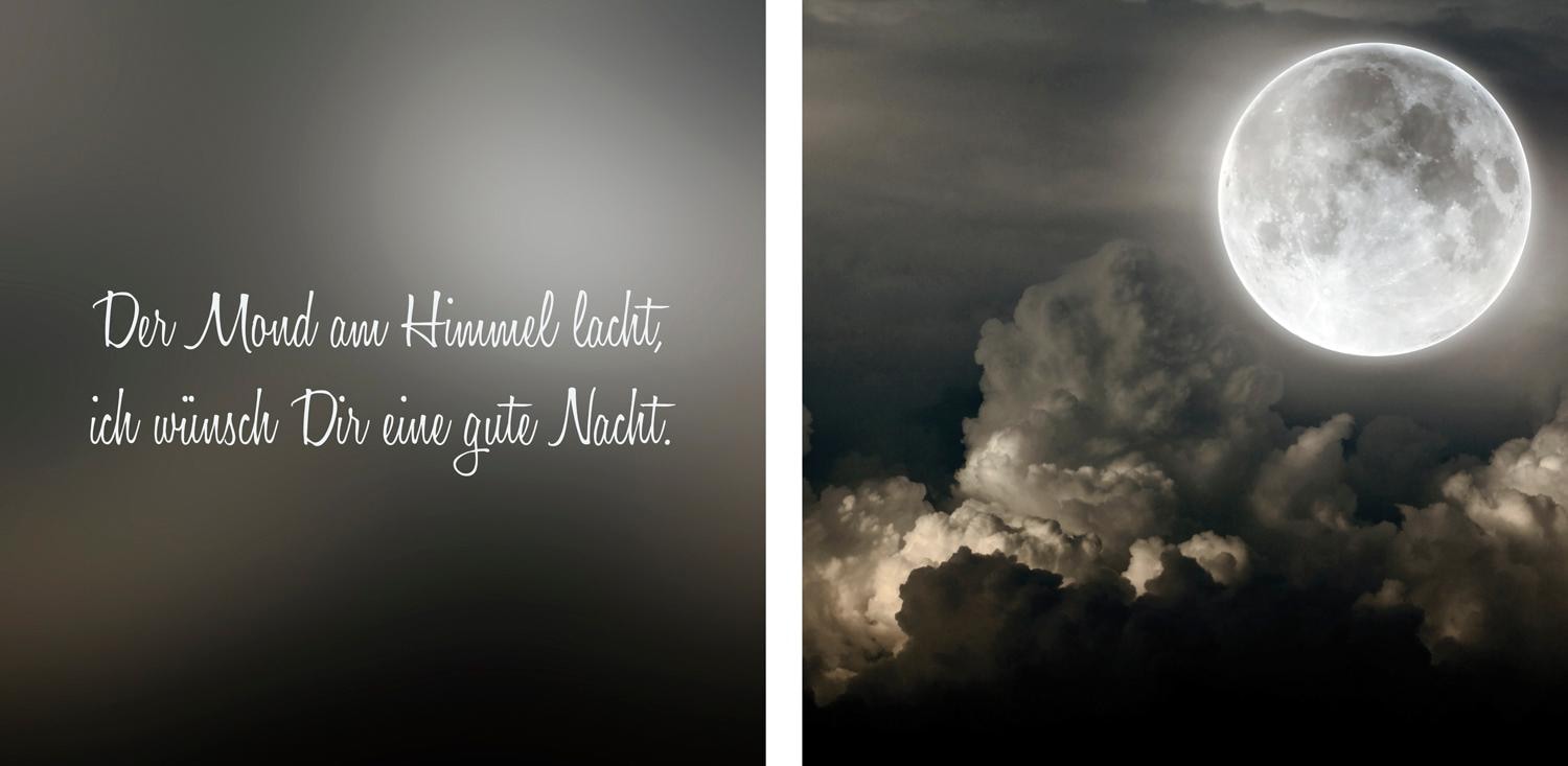 queence Leinwandbild "Mond" Himmel Himmelsbilder Kunst Modern Schriftzug Schriftzüge Spa Spa Bilder Sprüche Sprüche & Texte Wolken Set, Premium-Leinwandstoff, Handarbeit aus Deutschland, Spruch, 2er Set