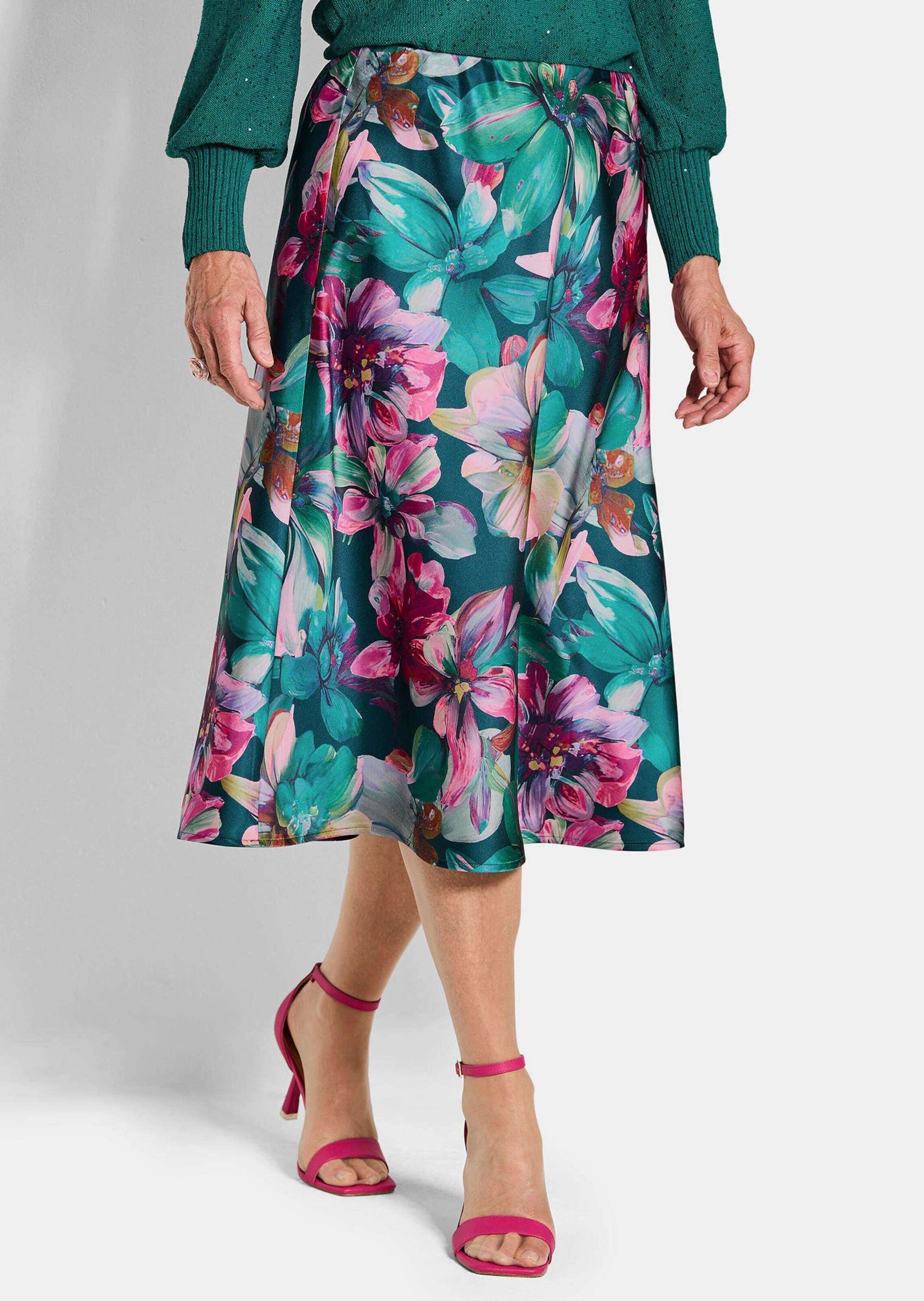 Thumbnail - GOLDNER Schlupfrock "Kurzgröße Eleganter A-Linienrock, floraler Print"