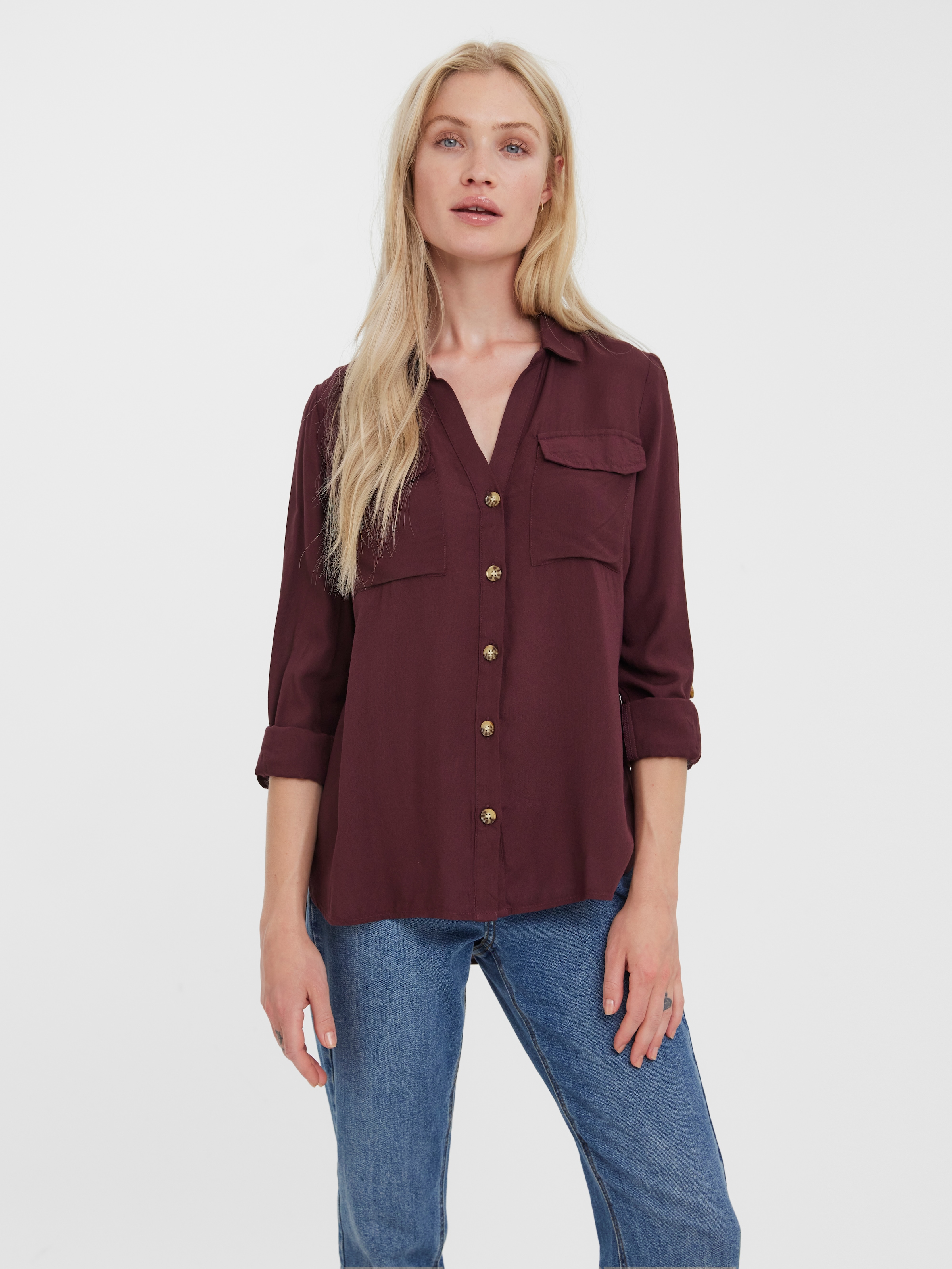 Vero Moda Hemdbluse "VMBUMPY L/S SHIRT NEW WVN GA NOOS" Viskose, regular fi günstig online kaufen