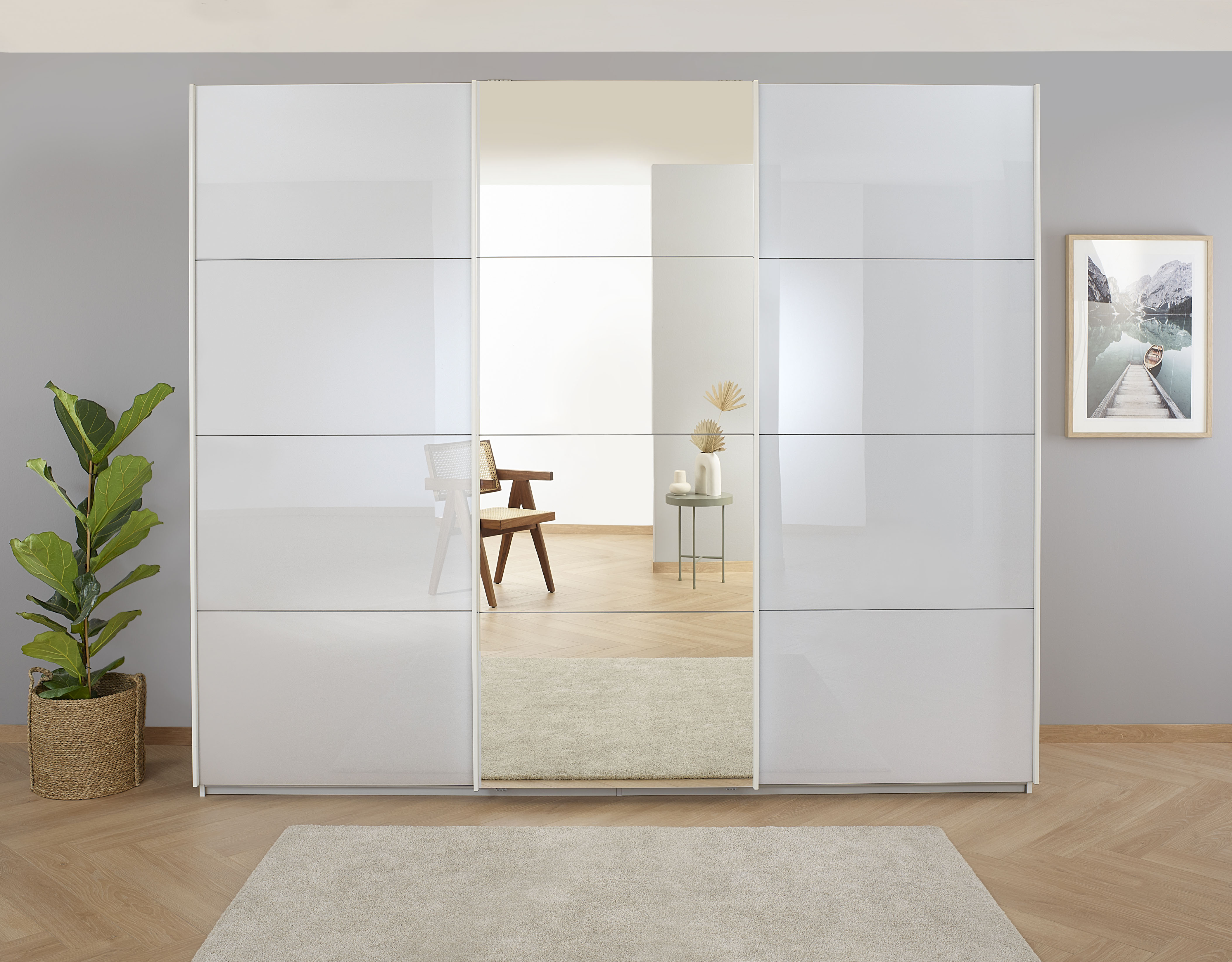 OTTO home "Mehrzweckschrank Aktenschrank Möbel Mietswohnung Schlafzimmer KOLUNA" 3 Ausstattungen BASIC/CLASSIC/PREMIUM (inkl. SOFT-CLOSE-FUNKTION), Breiten 203/271/315/360 cm Höhen 210/229 Glas-Front MADE IN GERMANY