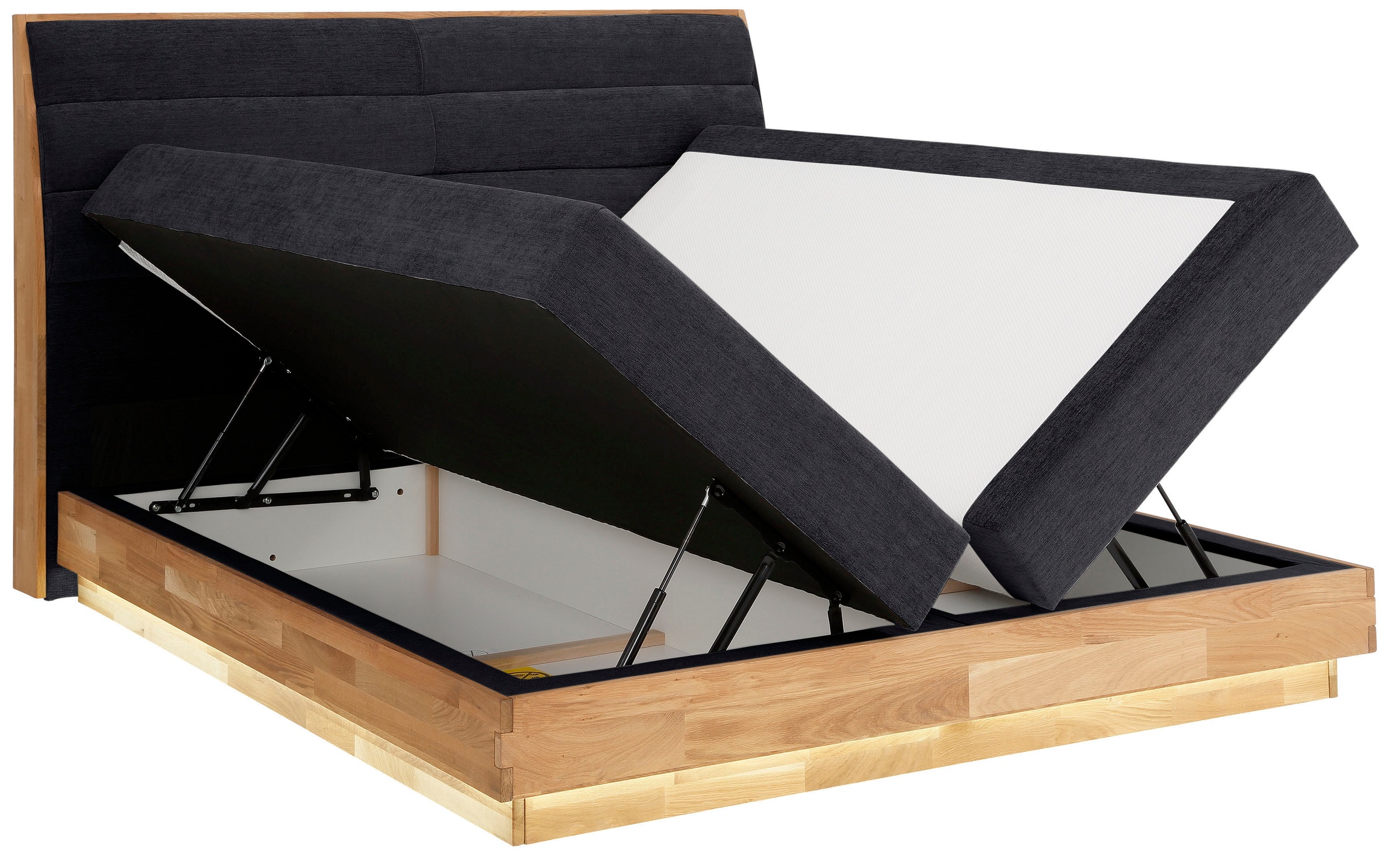 OTTO products Boxspringbett, LED-Beleuchtung, mit zertifizierten, recycelten Bezugsstoffen