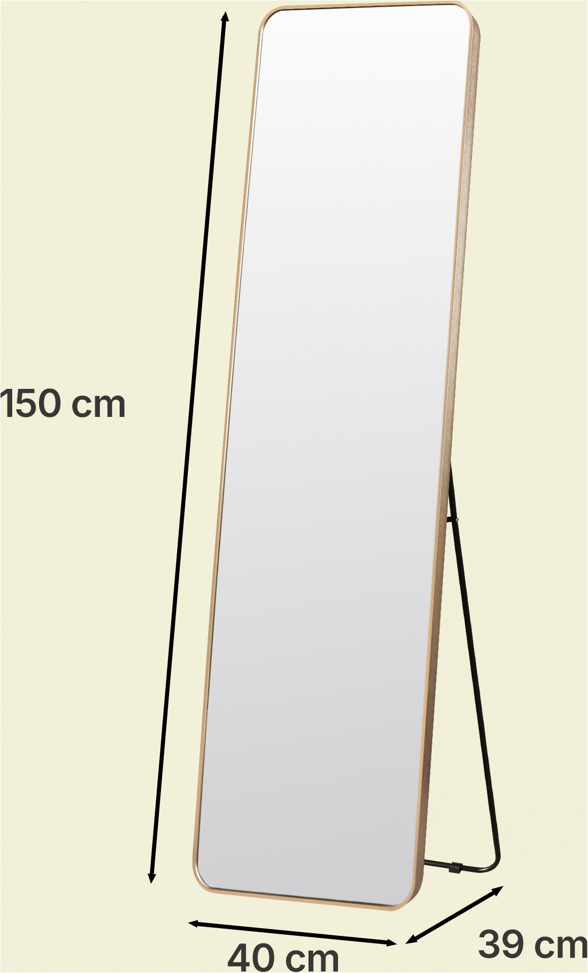 OTTO home Spiegel »Standspiegel Addrik, wahlweise in 2 Größen 150x40cm oder 160x50cm« Ganzkörperspiegel mit Sicherheitsglas, in verschiedenen Farben